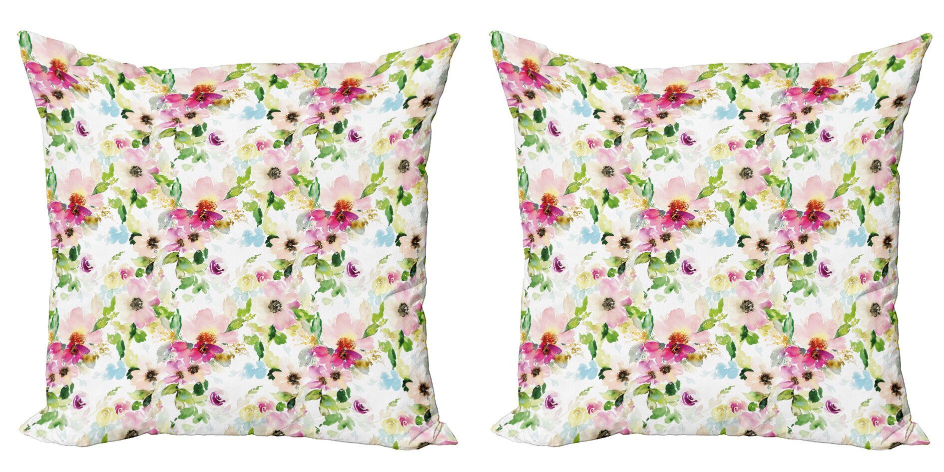 Kissenbezüge Modern Accent Doppelseitiger Digitaldruck, Abakuhaus (2 Stück), Blumen Frühlings-Blumen-Pastell