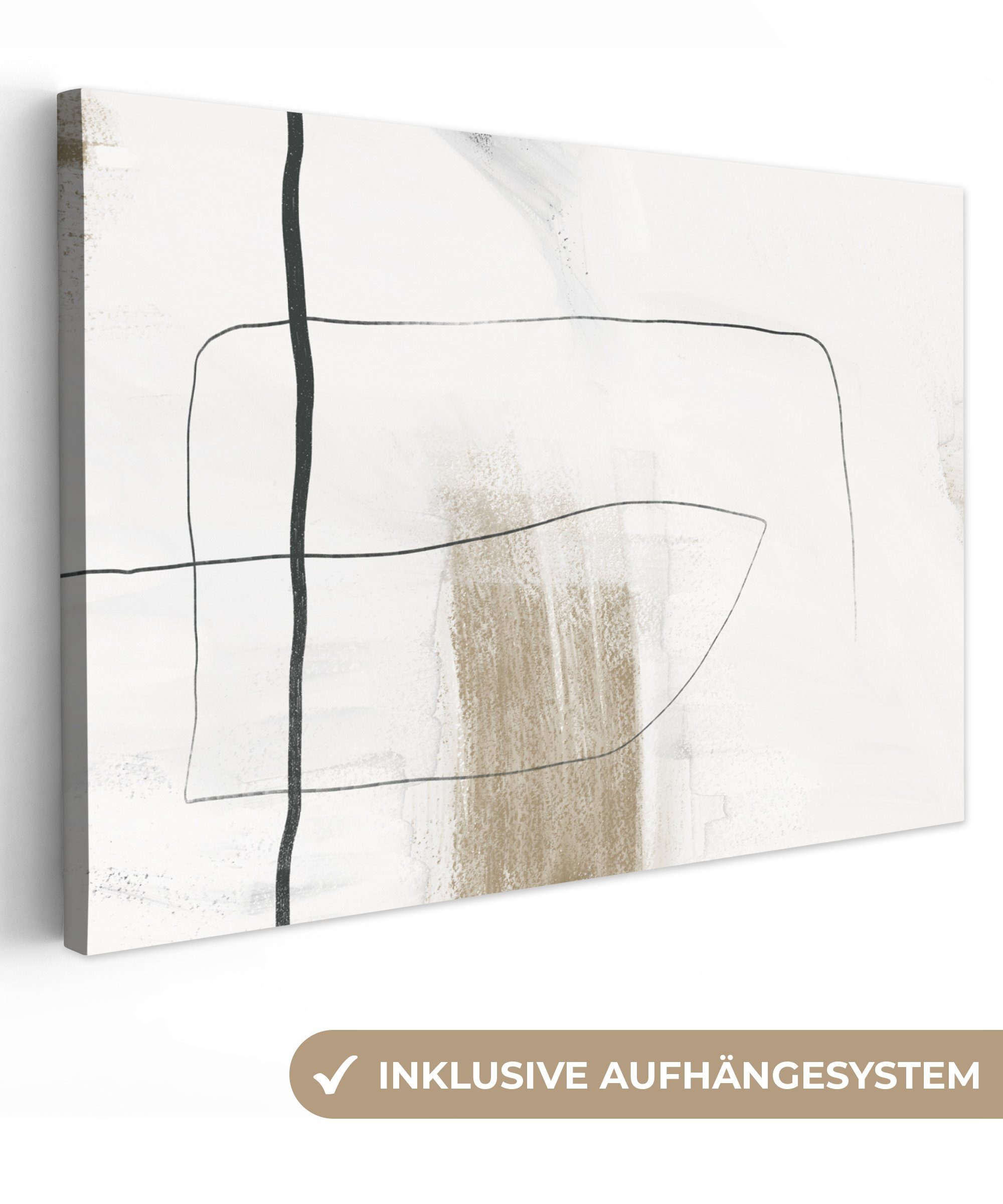 OneMillionCanvasses® Leinwandbild Farbe - Schwarz - Weiß, (1 St), Wandbild für alle Wohnbereiche, Gemälde, XXL, großes, 120x80 cm