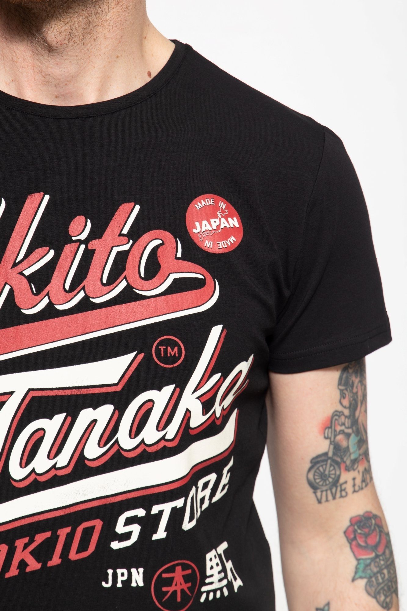 schwarz Akito mit Retro Tanaka T-Shirt Tokio Beach Print