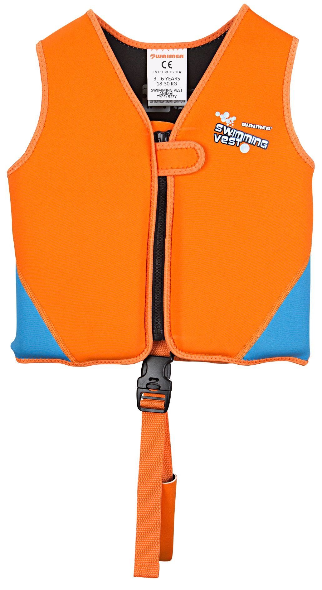 Waimea Schwimmweste Kinder Neopren Rettungsweste • Schwimmhilfe • 1-6 JAHRE, 11-30 KG • Fluororange