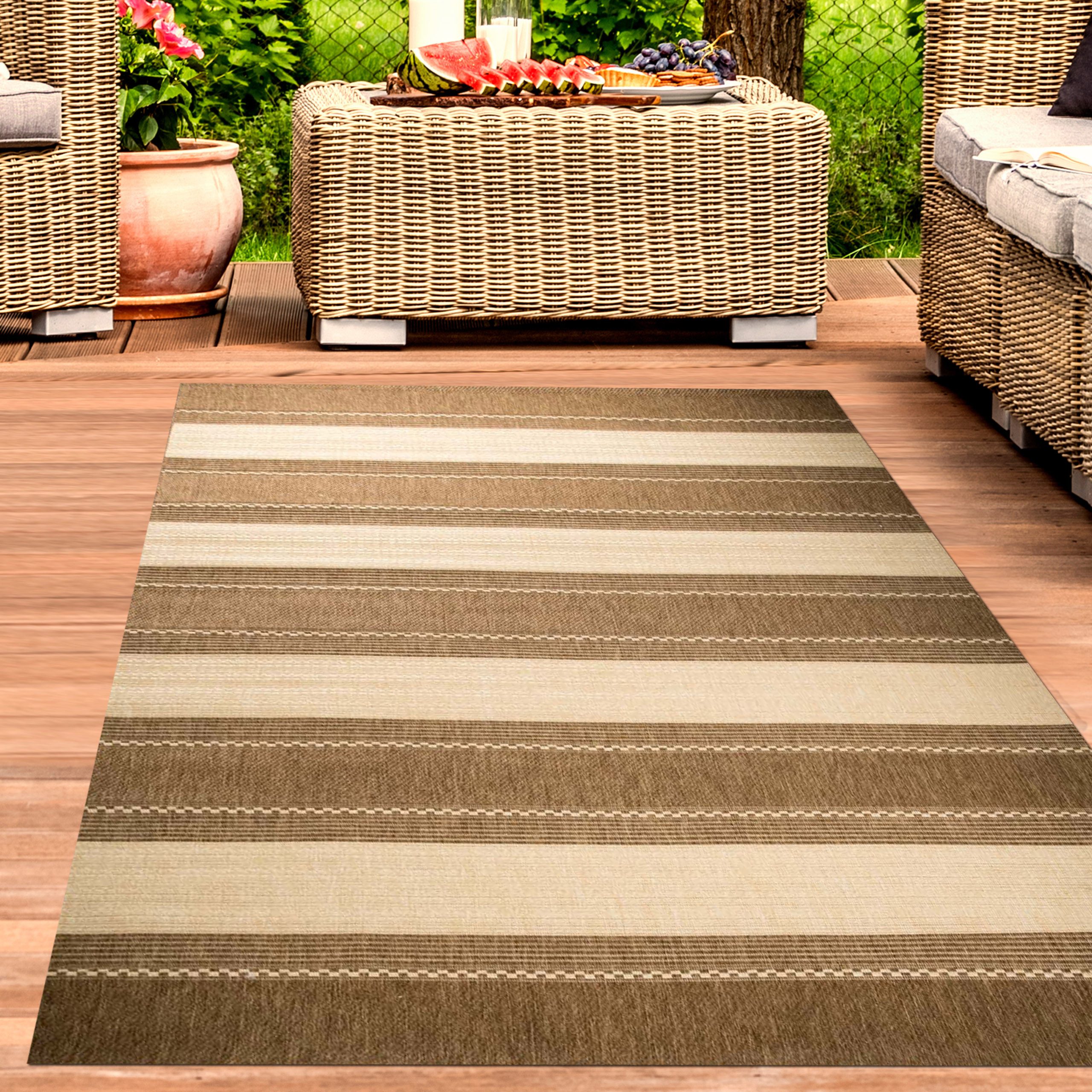 Carpetia Outdoorteppich zeitlos, rechteckig, Höhe: 5 mm, pflegeleicht, wetterbeständig, für Innen- und Außenbereich geeignet