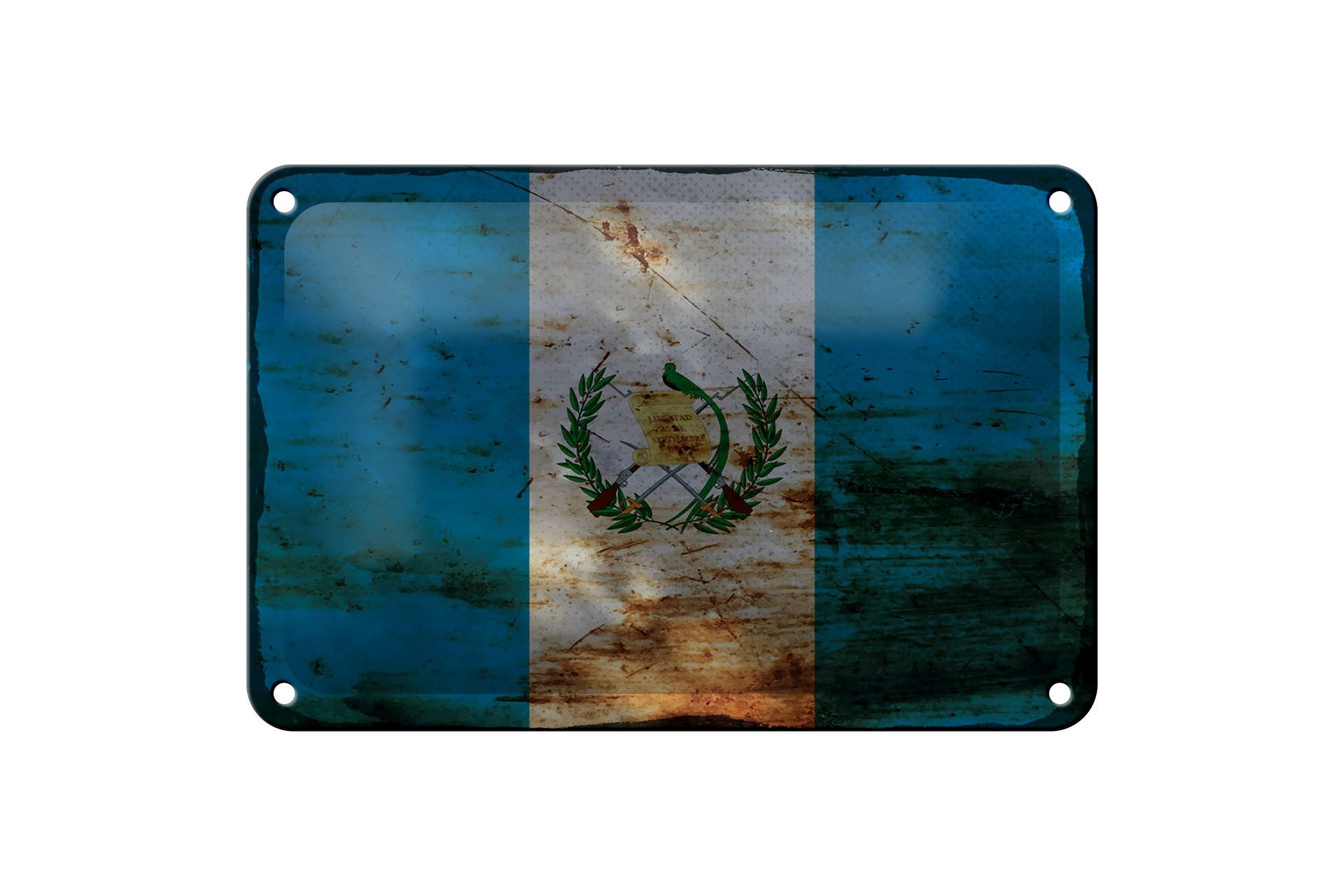 Femer GmbH Metallschild Flagge Guatemala 18x12cm Flag Guatemala Rost, (1 St), gewölbte Oberfläche, abgerundete Ecken, umgeschlagene Kanten