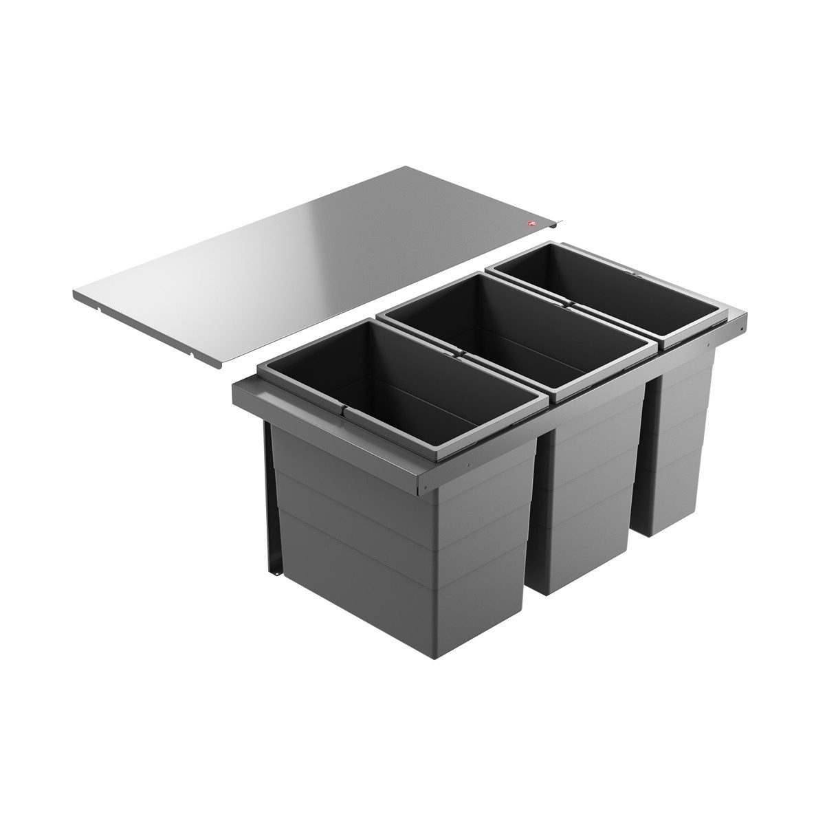 Einbaumülleimer Hailo Abfallsammler 10000227 Triple XL 800 28/28/ dunkelgrau 18 Liter
