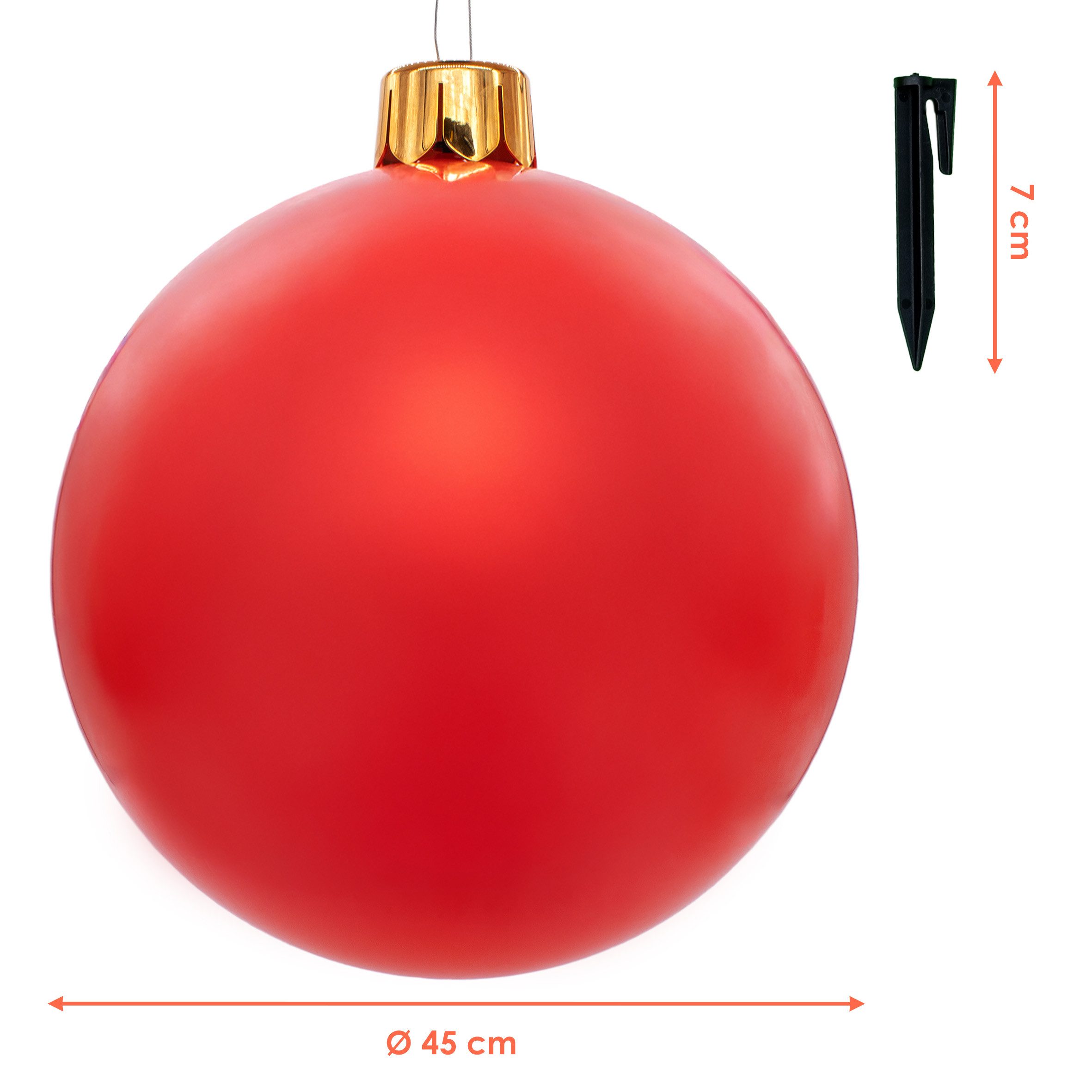 Spetebo Christbaumschmuck Riesen Weihnachtskugel aufblasbar 45 cm Outdoor (1-tlg), inklusive Erdspieß, Saugnapf und Karabinerhaken