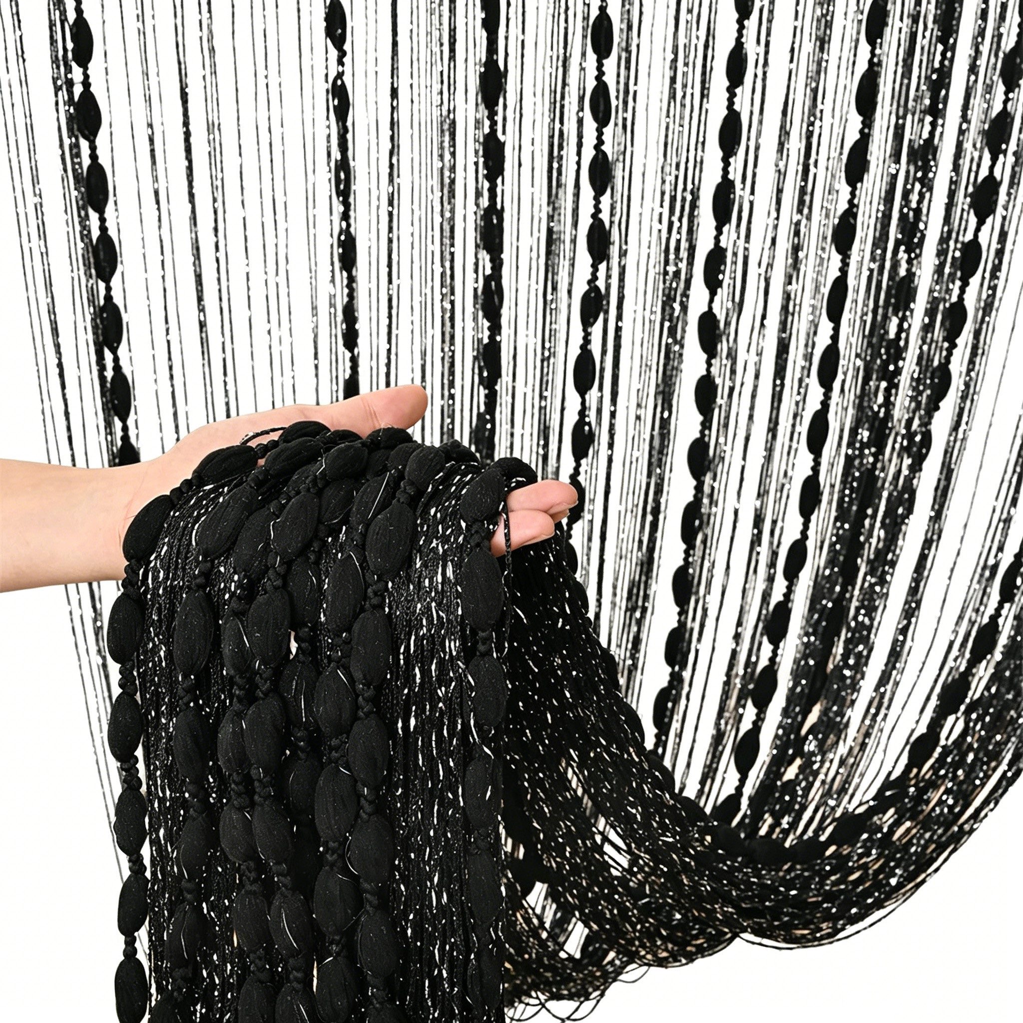 Zyronn Fadenvorhang Türvorhang Fadengardine Raumteiler Fadenstores (1 St), gestreifter Vorhang/Querbehang, 100 x 200 cm,Stangendurchzug