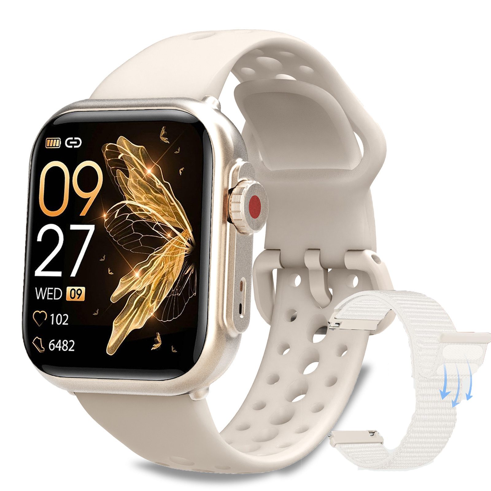 ANYSUN Smartwatch Damen Herren mit 1000mAh Akku, Smartwatch (4.65 cm/1,83 Zoll) Fitness Tracker Uhr für Damen Herren 30 Tage Ultralange Standby, 24H Telefonfunktion/Herzfrequenz/SpO2/Schlaf,100+Sportmodi Android iOS