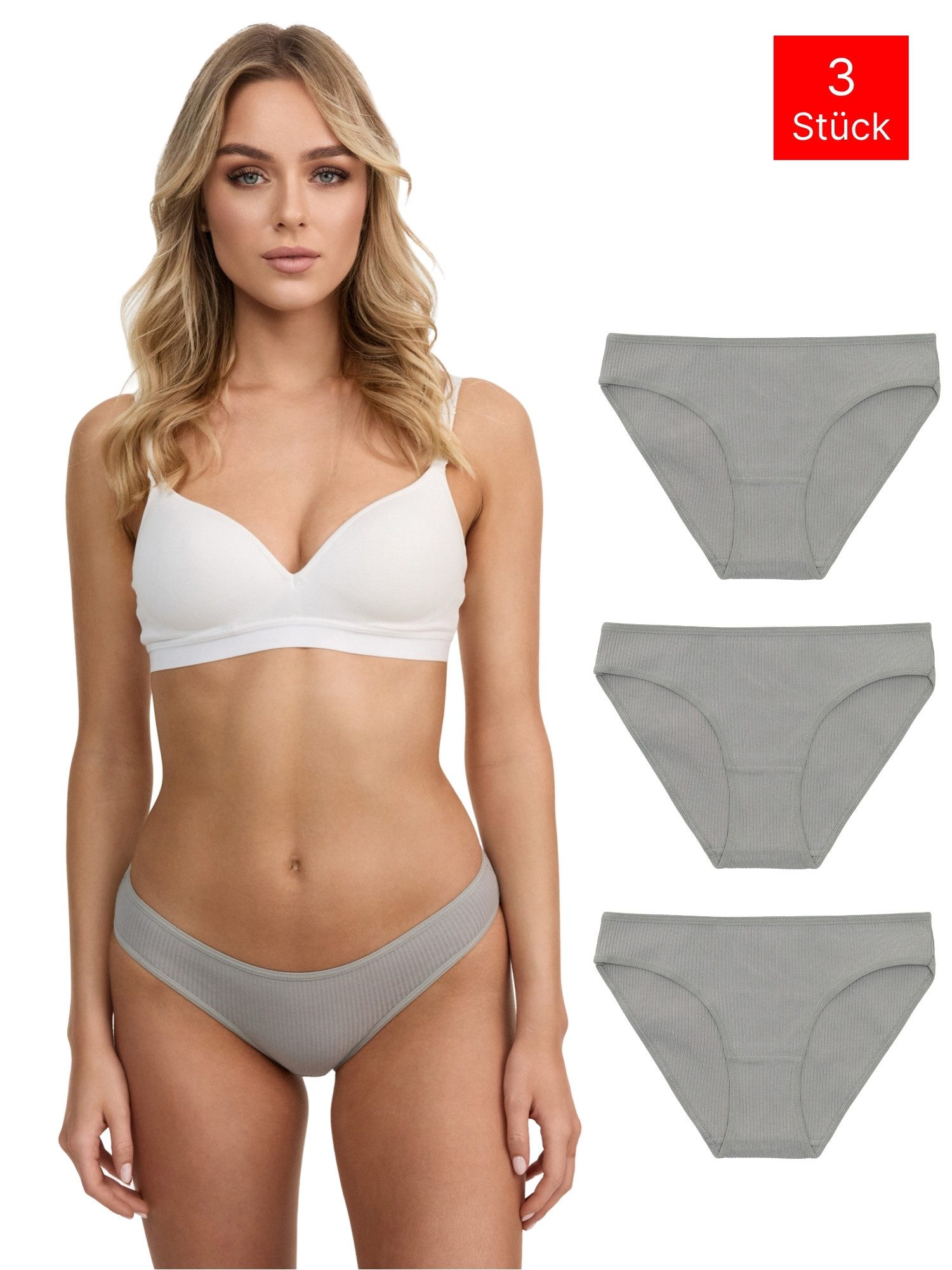 Tazzio Slip 3er-Pack Damen Slip F941 (Packung, 3-St., 3er-Pack) Nahtlose Verarbeitung - keine sichtbaren Linien unterm Outfit