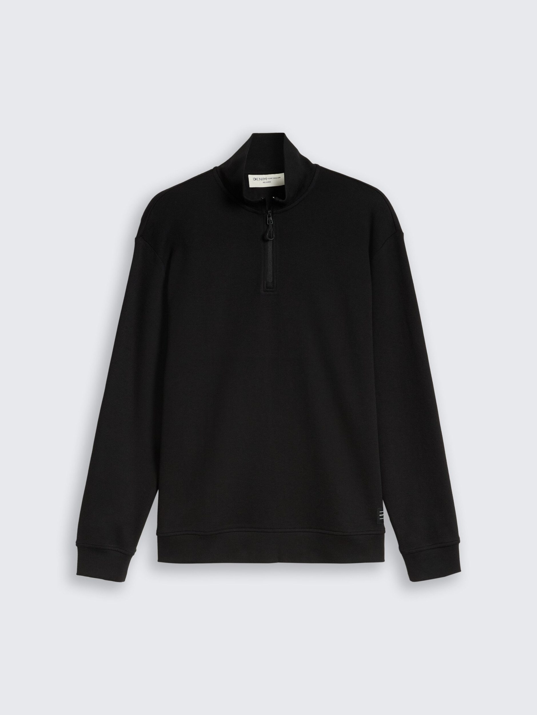TOM TAILOR Denim Strickpullover relaxed structure sweat troyer, Black
