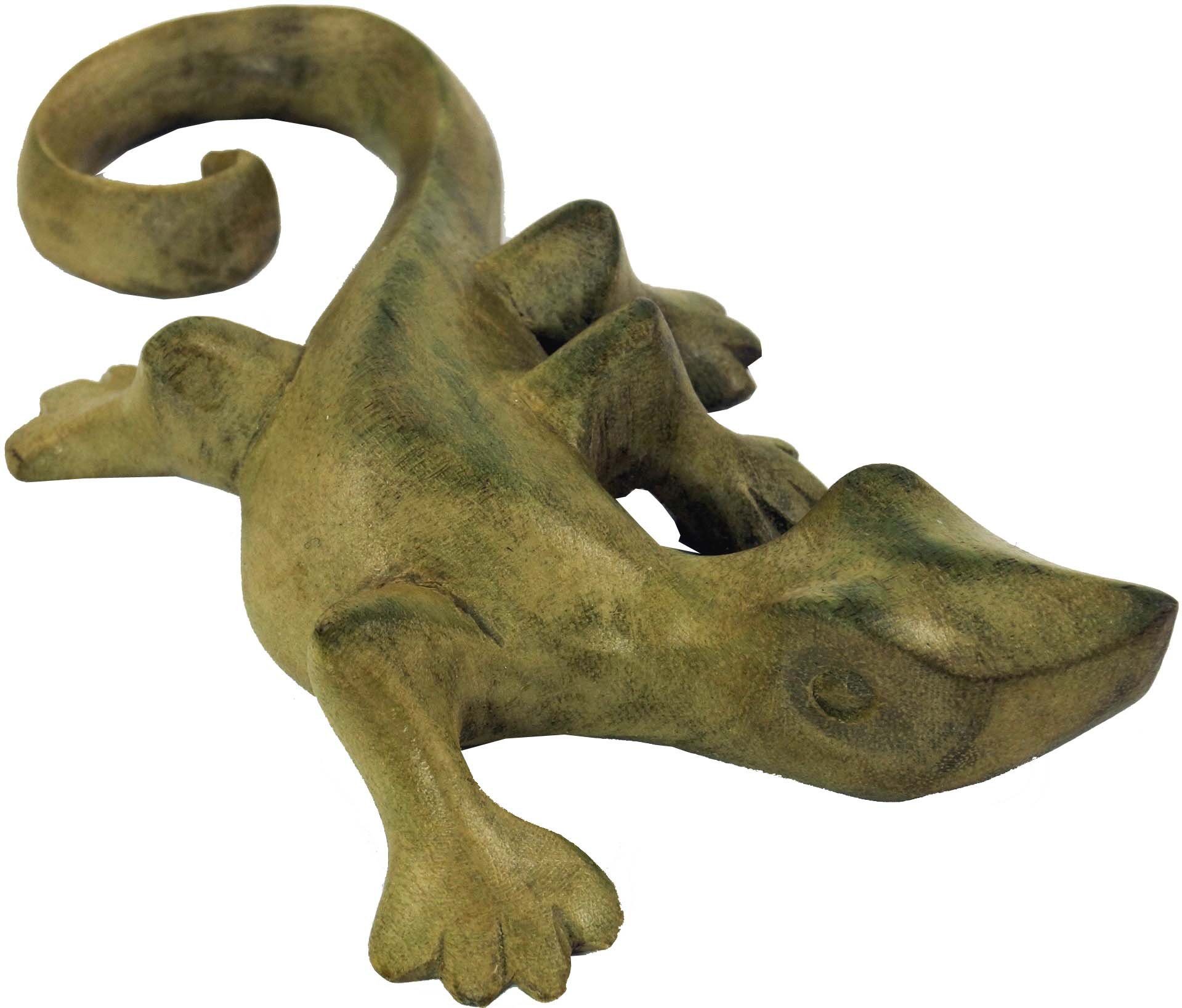 Kleine -.. Holzfigur, Gecko Guru-Shop Tierfigur Dekofigur Figur, Deko