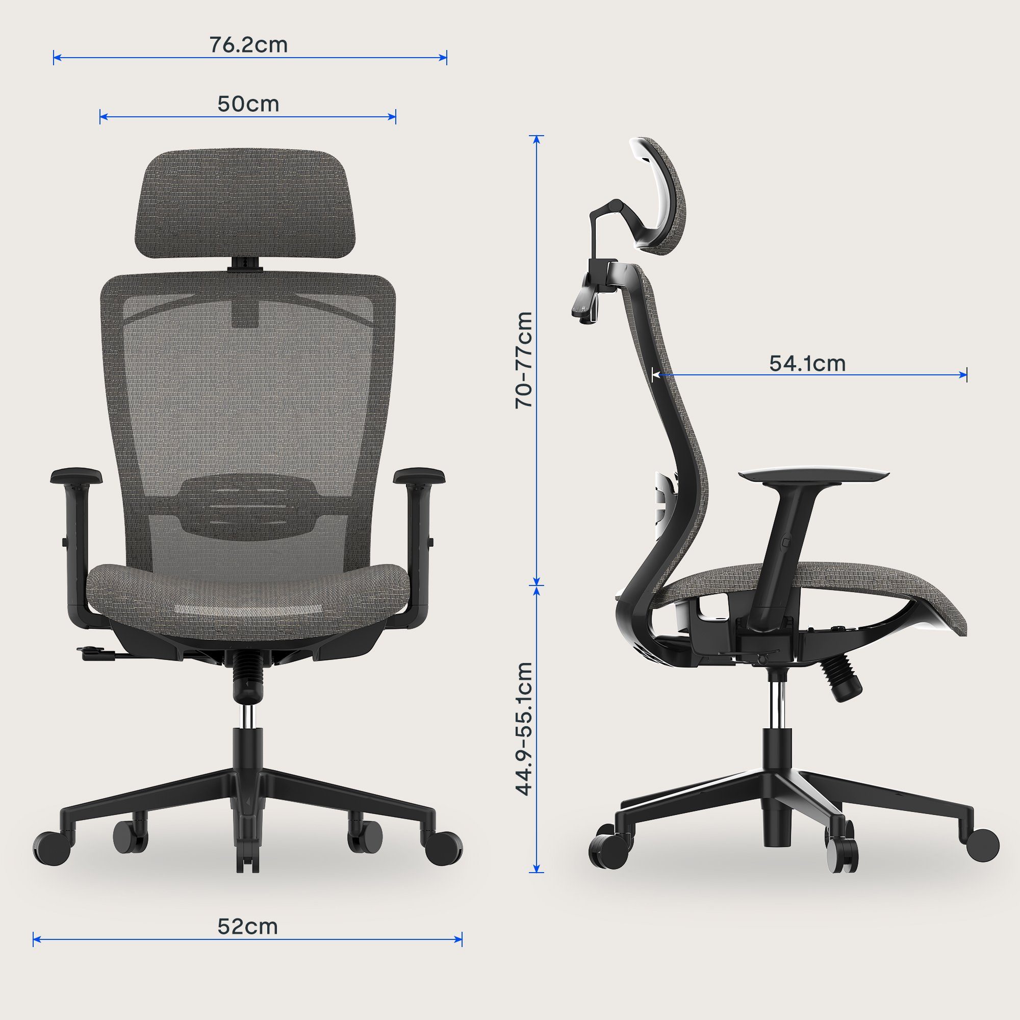 Chefsessel FLEXISPOT 1 Bürostuhl (OC3B, Kopfstütze, St), Stuhl Verstellbarer OC3 Chefsessel,