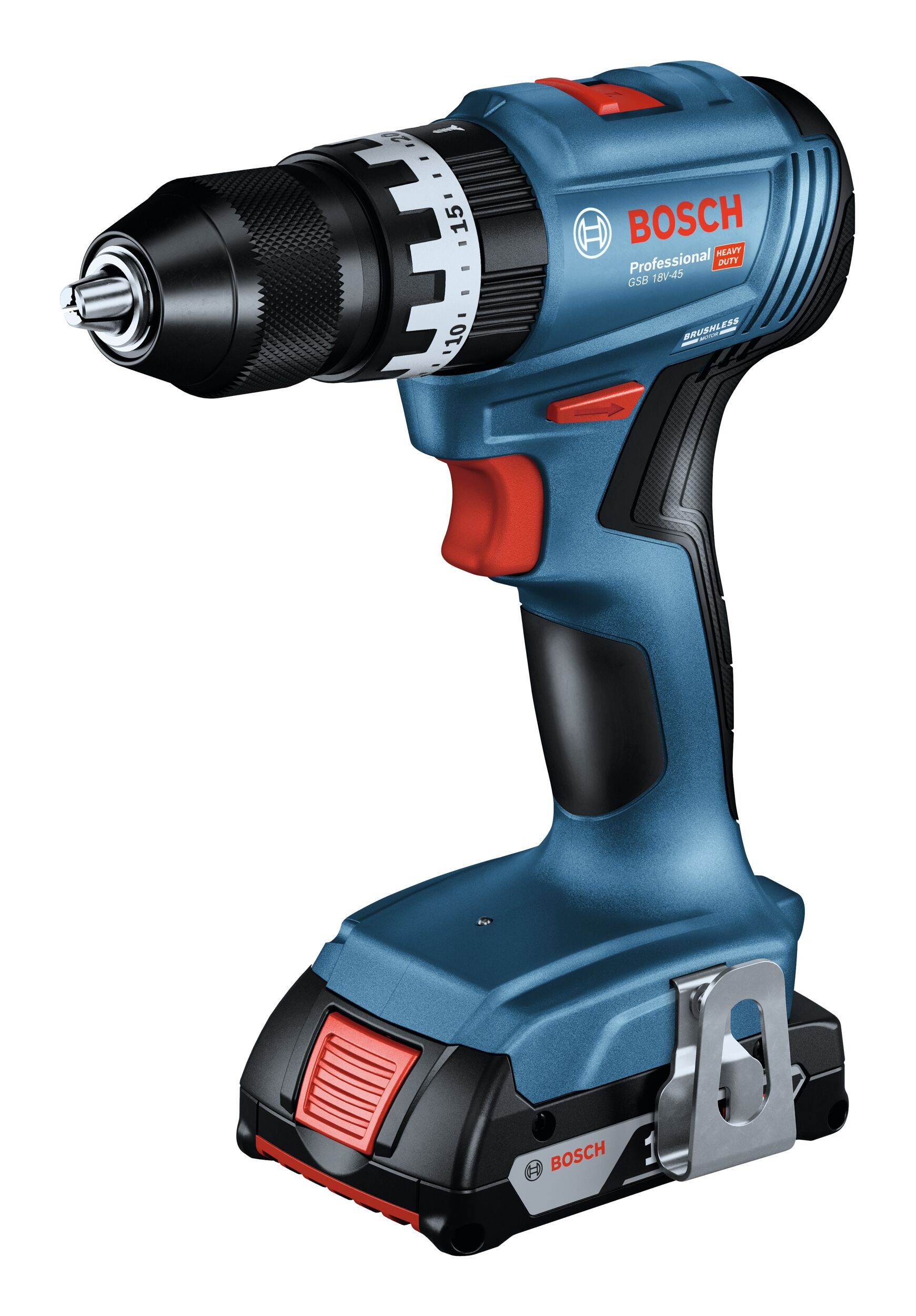 BOSCH Akku-Schlagbohrschrauber GSB 18V-45, 18 V, Mit 2x Akku 2 Ah - in L-BOXX 136