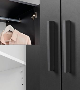 mokebo Kleiderschrank Der Grenzenlose (2- Türig mit Fächern) deckenhoher Schrank, Garderobenschrank, Schlafzimmerschrank in Schwarz