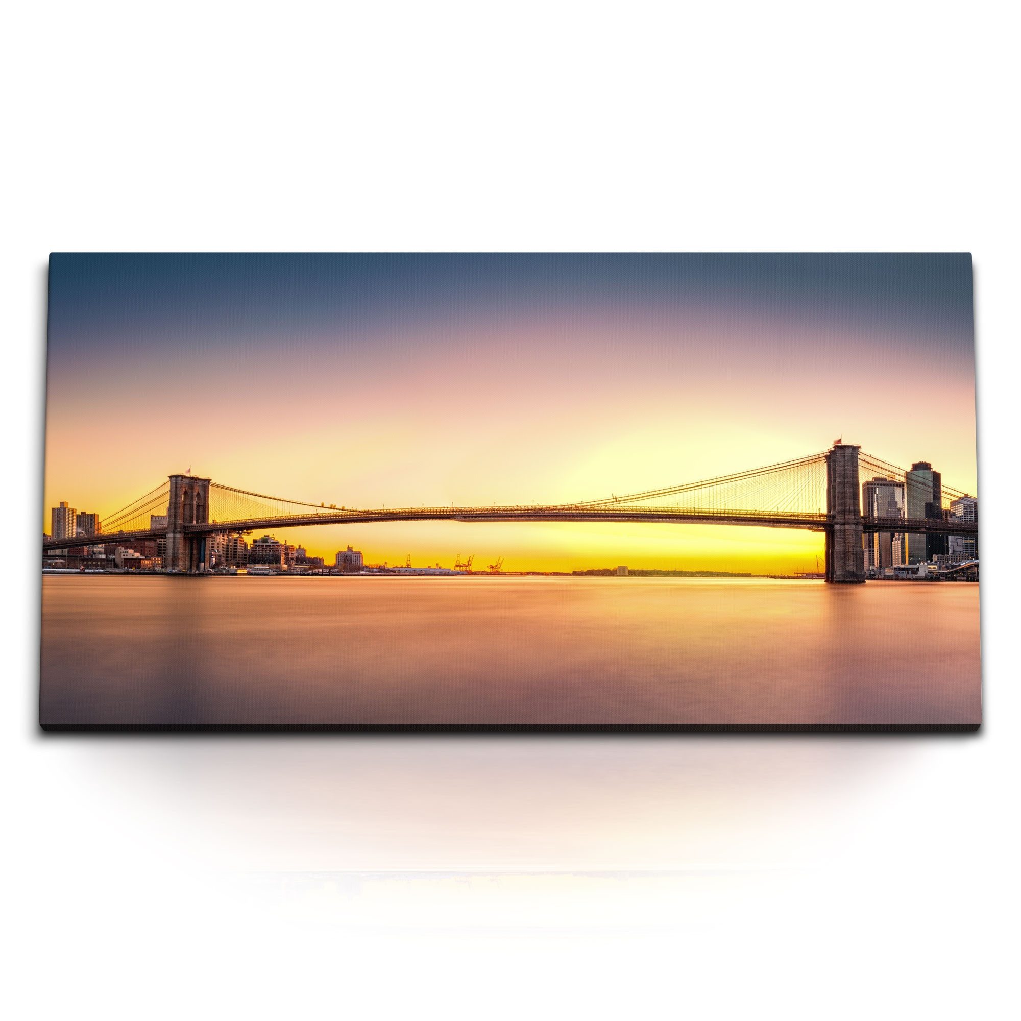 Leinwandbild Kunstdruck Bilder 120x60cm Sonnenuntergang Brooklyn Bridge New York Ab