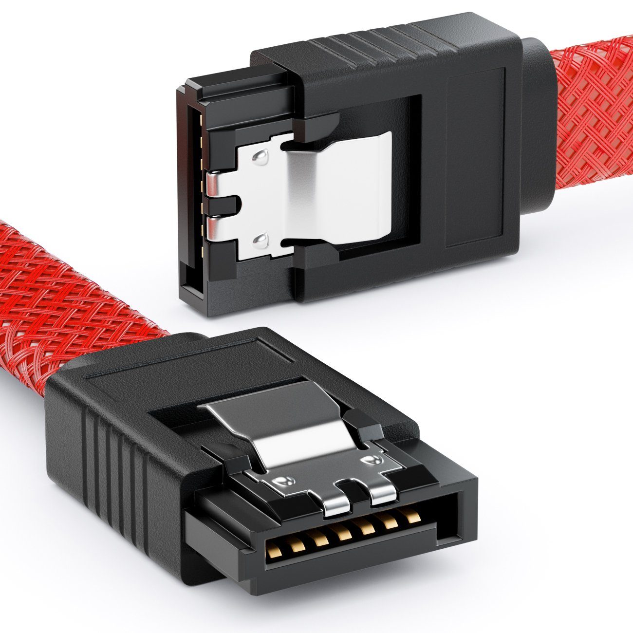 deleyCON deleyCON 60cm SATA 3 Kabel Nylon 6Gbit/s HDD SSD 2 S-ATA L-Stecker Computer-Kabel