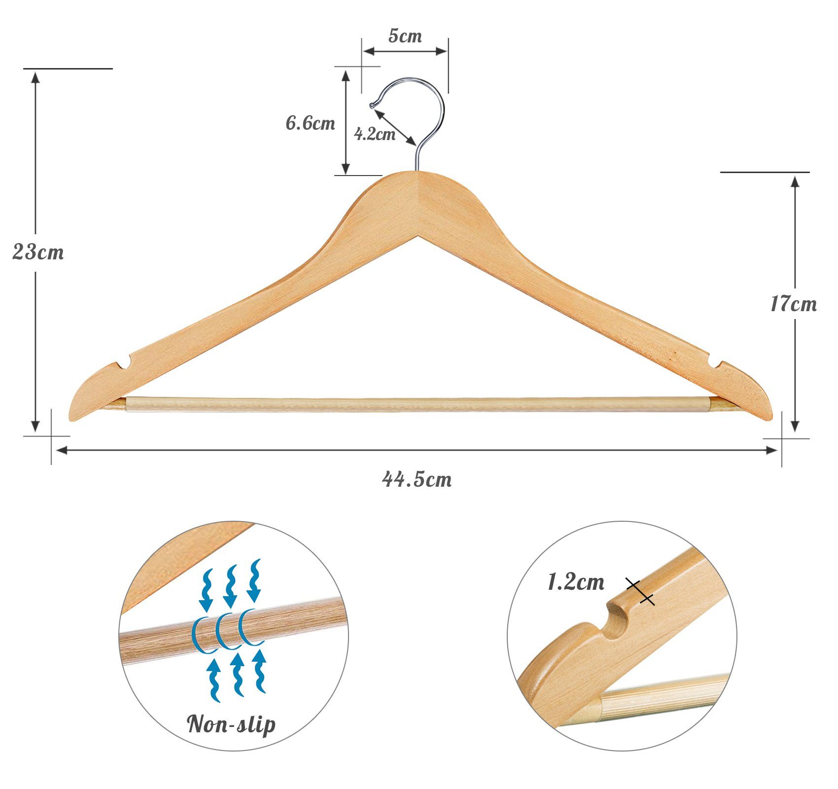 Holz Bügel Weiß/Natur, Kleiderbügel Homewit Hosensteg Kleidung Jacke, (Packung, Haken, Drehbar Rockkerben mit für Anzüge, 20-tlg), Hose und Naturholzfarbe