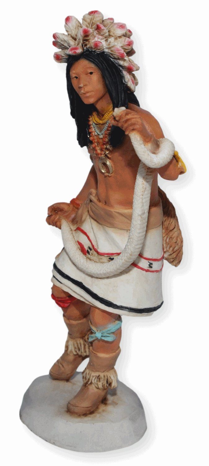 Castagna Dekofigur Native American cm Schlange Dekofigur 17,5 mit Castagna in Händen H den Figur Sammlerfigur