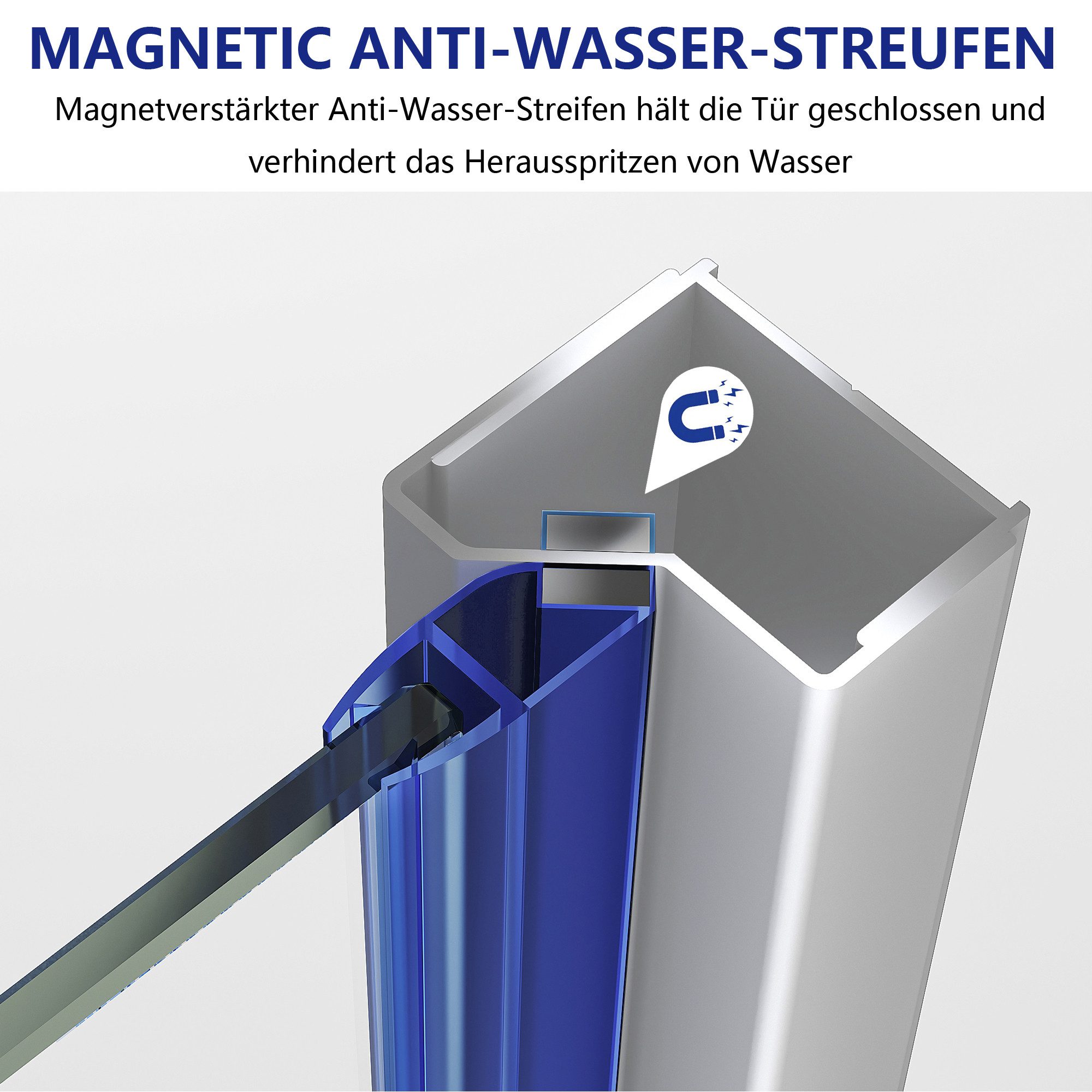 IMPTS Dusch-Drehtür Duschtür für Nischen, Pendeltür Dusche, 70x185 cm, Sicherheitsglas, (Set, 1-St., Set-Info mit hochwertigen Aluminiumprofilen in Chrome) Klar – Bild 5 von 5