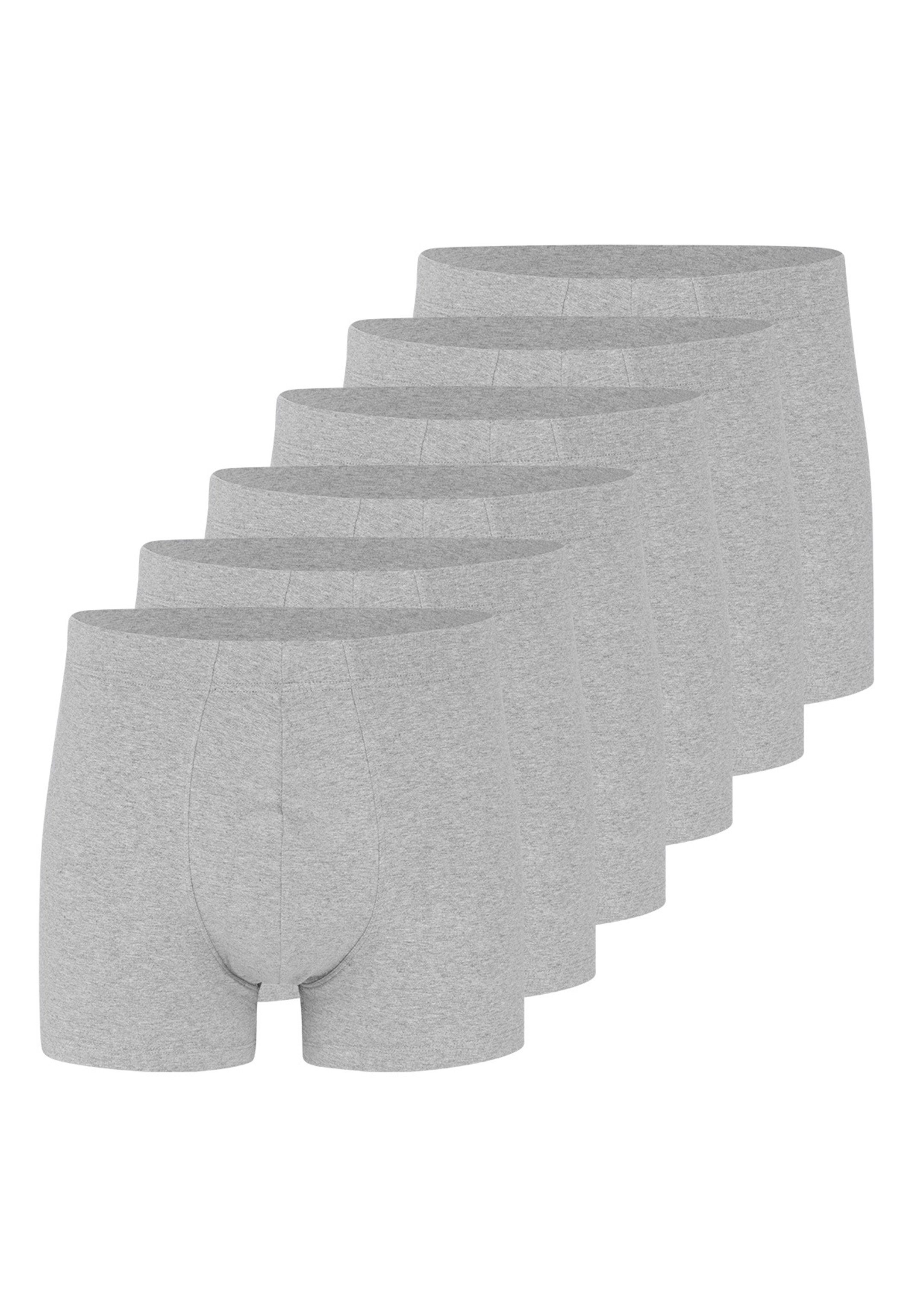 Melange Grau Short Pack Pant Eingriff Melange Ohne (Spar-Set, Baumwolle - Cotton / Retro - Organic Retro - - 6-St) 6er Almonu Boxer