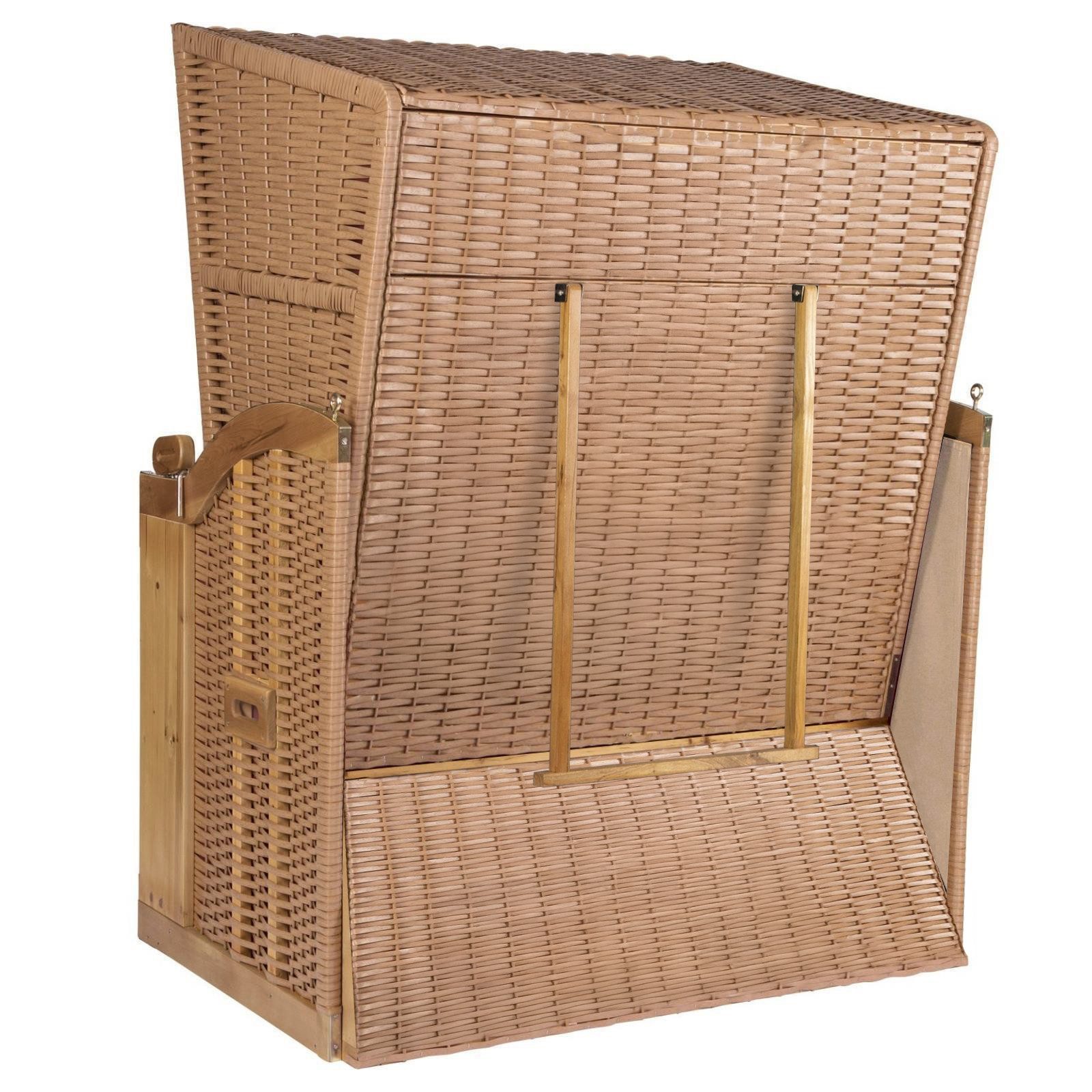 Strandkorb Hanse Strandkorb Strandkorb 2-Sitzer Ostsee Volllieger Beige Rot, BxTxH: 120x80x160 cm, Ostsee Volllieger, Ostsee 2-Sitzer Modell 2025, Stabiles Wach – Bild 4 von 5