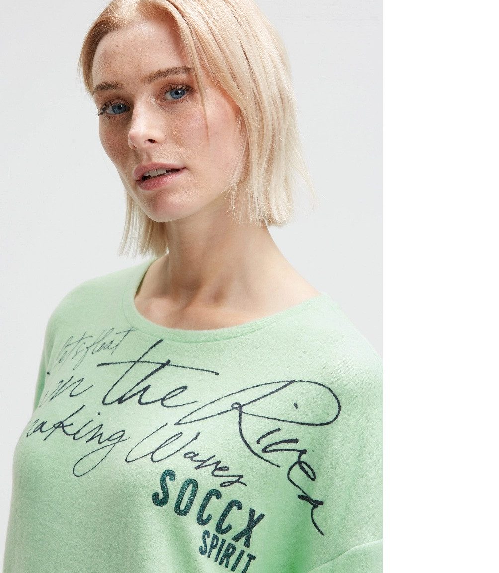 SOCCX Rundhalspullover,Flauschpullover mit Wording Print günstig online kaufen