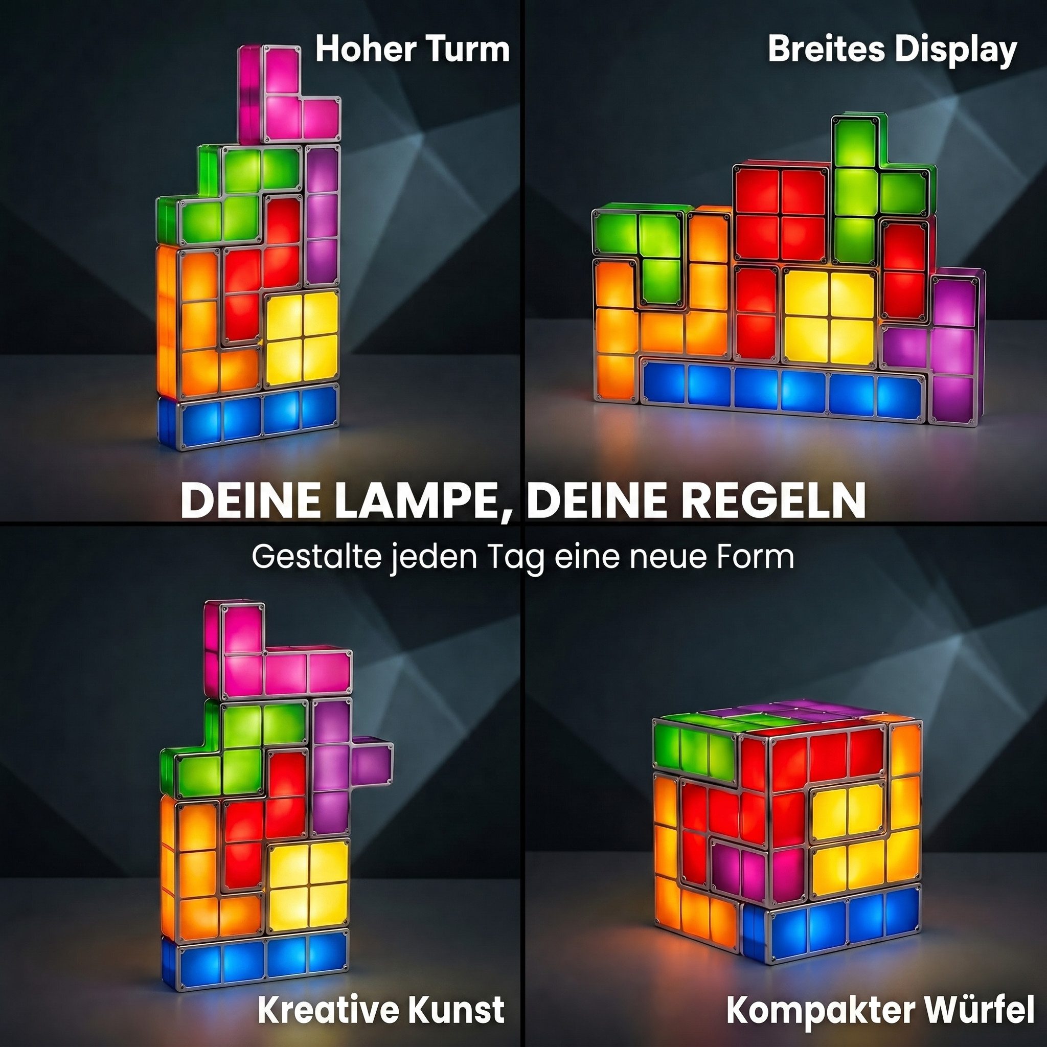 Goods+Gadgets LED Schreibtischlampe GOODS+GADGETS LED Tetris Block Lampe – Retro Deko & Stimmungslicht, Retro Deko Tisch-Leuchte