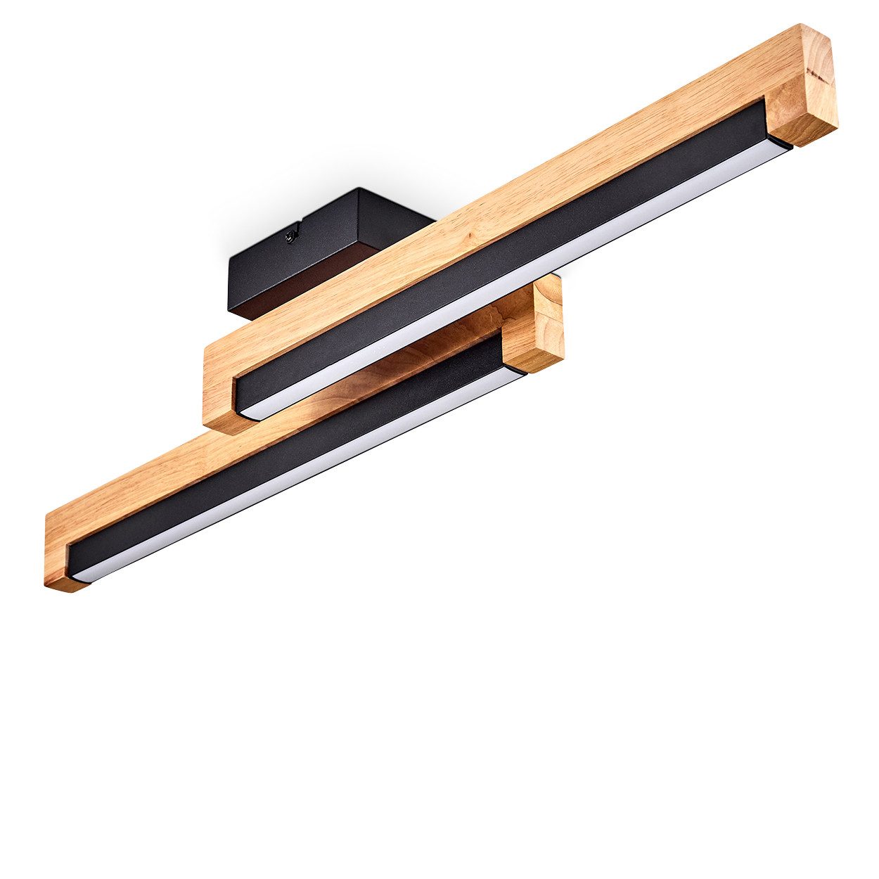 hofstein Deckenleuchte Deckenlampe aus Metall/Holz/Kunststoff in Schwarz/Na günstig online kaufen