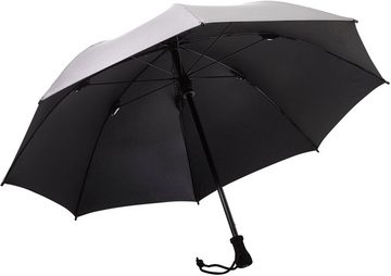 EuroSCHIRM® Stockregenschirm birdiepal® outdoor, silber, extra stabil, mit UV-Lichtschutzfaktor 50+, mit Schultertragegurt und Kompass