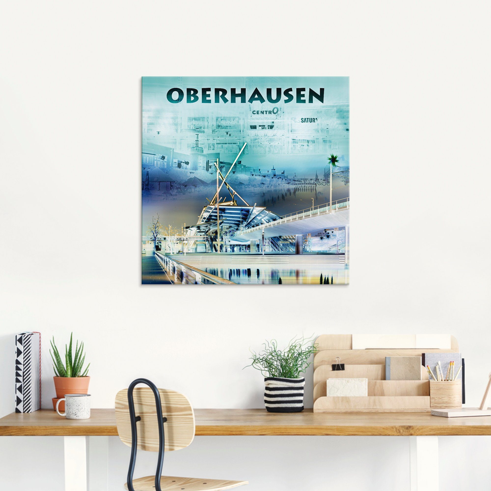 Artland Glasbild Skyline Collage, Größen in Abstrakte verschiedenen St), Oberhausen Deutschland (1