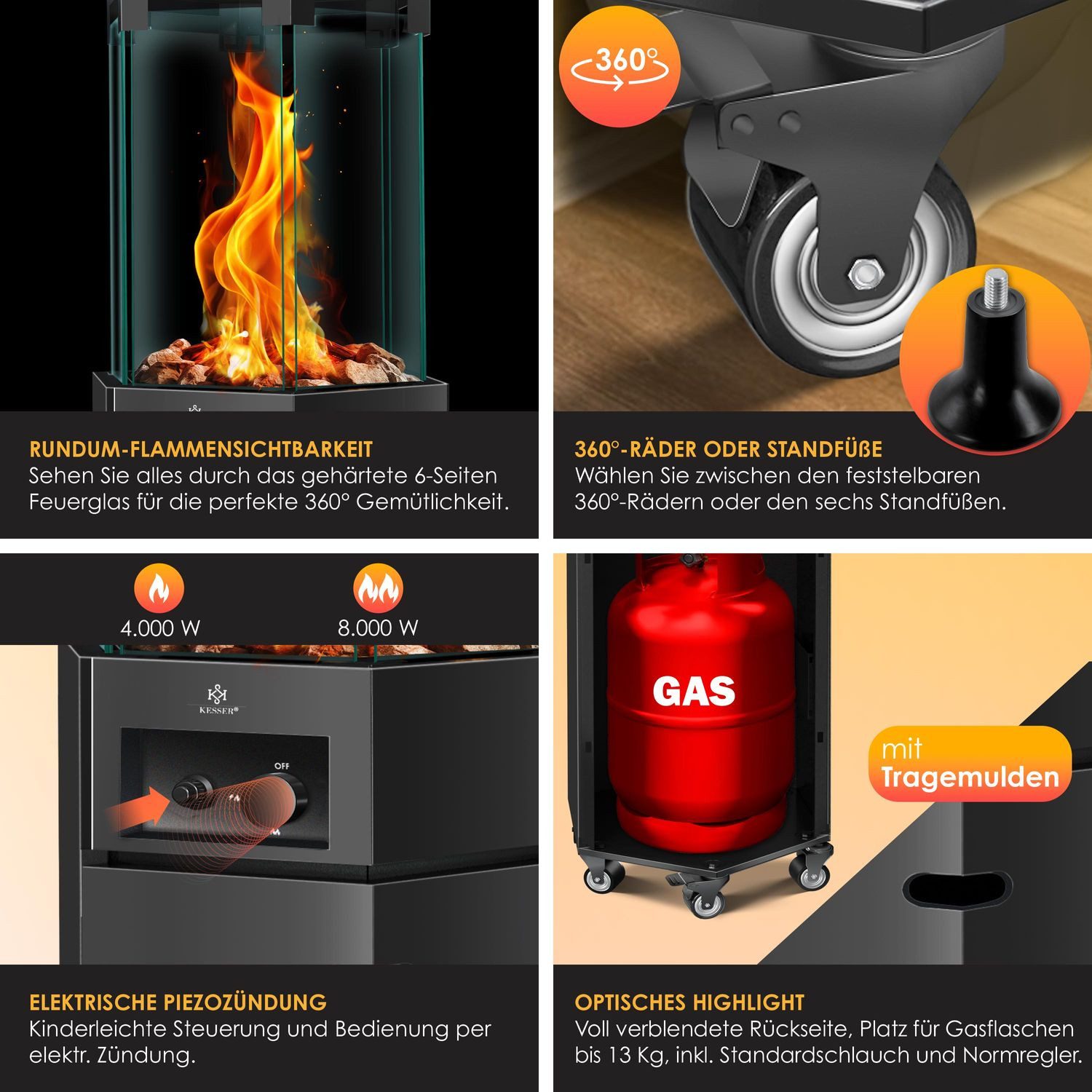 KESSER Heizstrahler, Heizstrahler Gas Terrassenheizstrahler Gasheizung