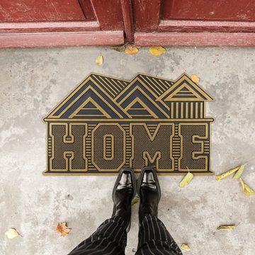 Fußmatte Fußmatte Gummi Home in Gold, relaxdays, Höhe: 10 mm