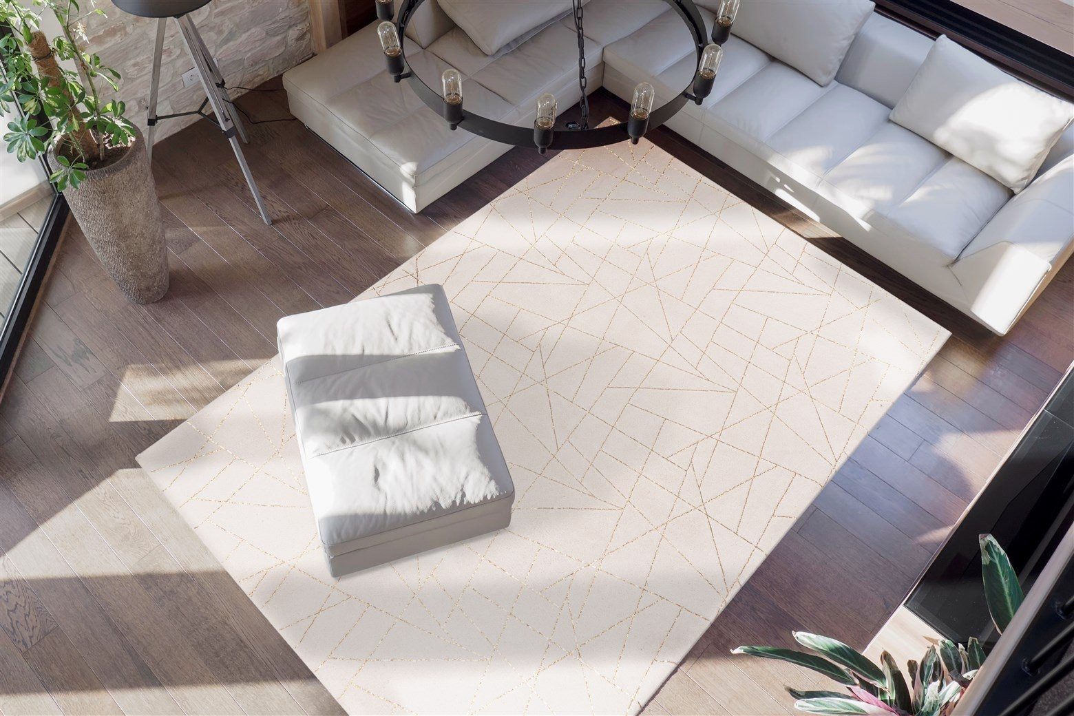 Kayoom Teppich in Creme / Gold, 100% Polyester - 150x80cm (LxB)