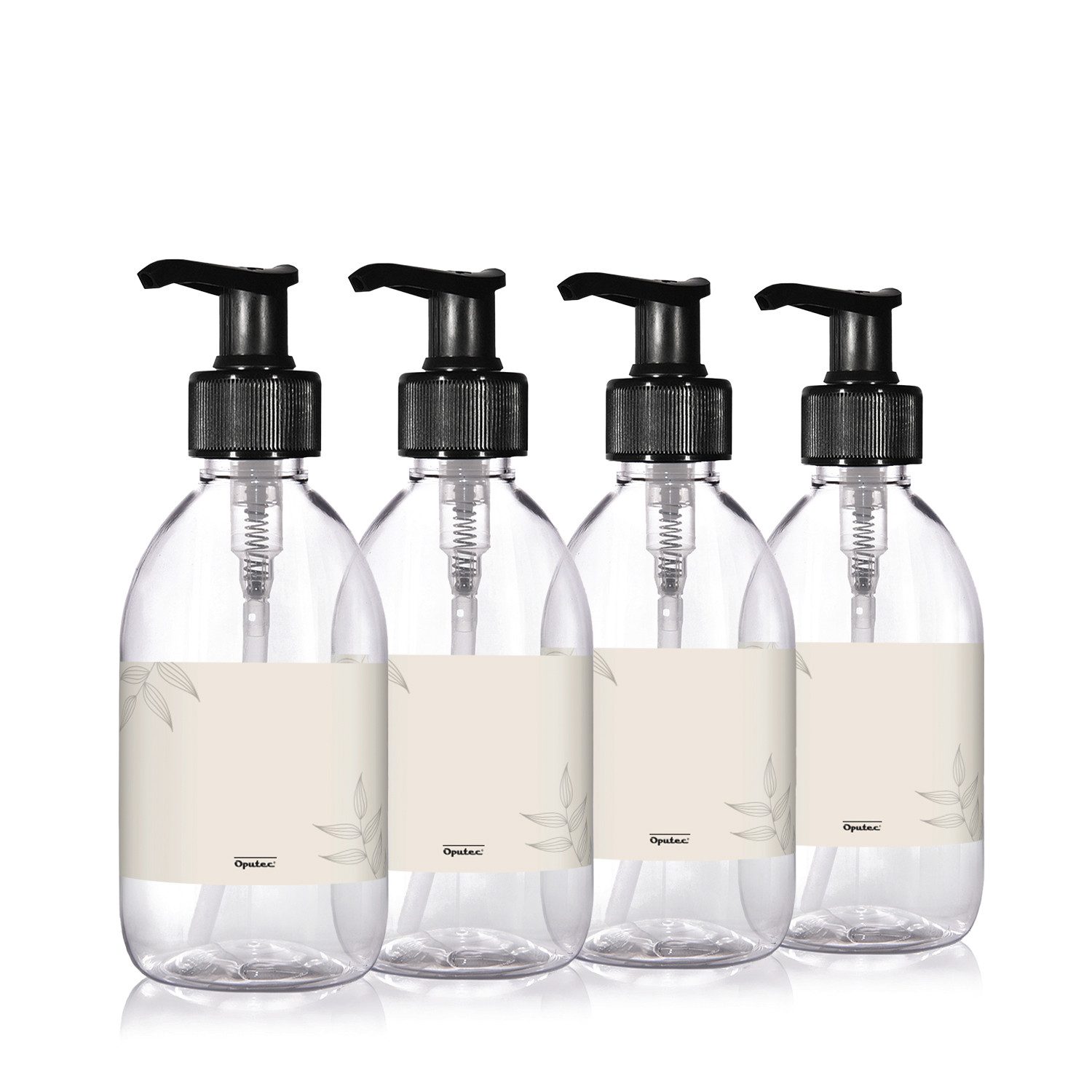 Seifenspender 4 x 300ml Seifenspender aus Kunststoff Flasche zum Befüllen +Etiketten