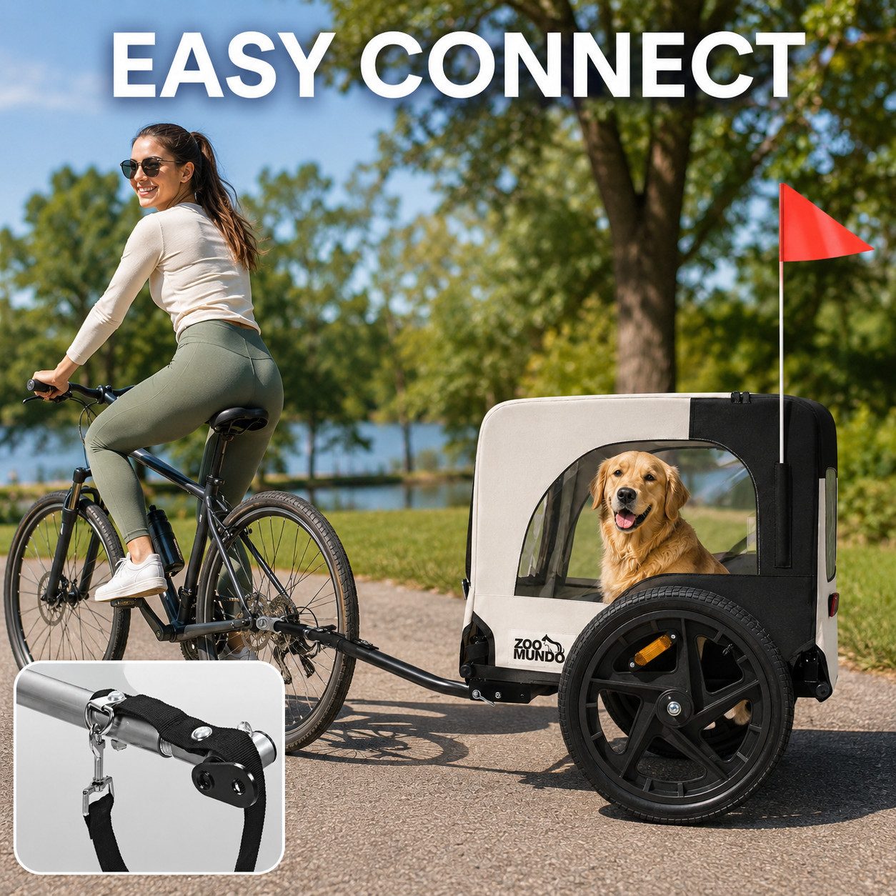 zoomundo Fahrradhundeanhänger Fahrradanhänger Hundeanhänger Hund Transport - Jacky in Beige/Schwarz