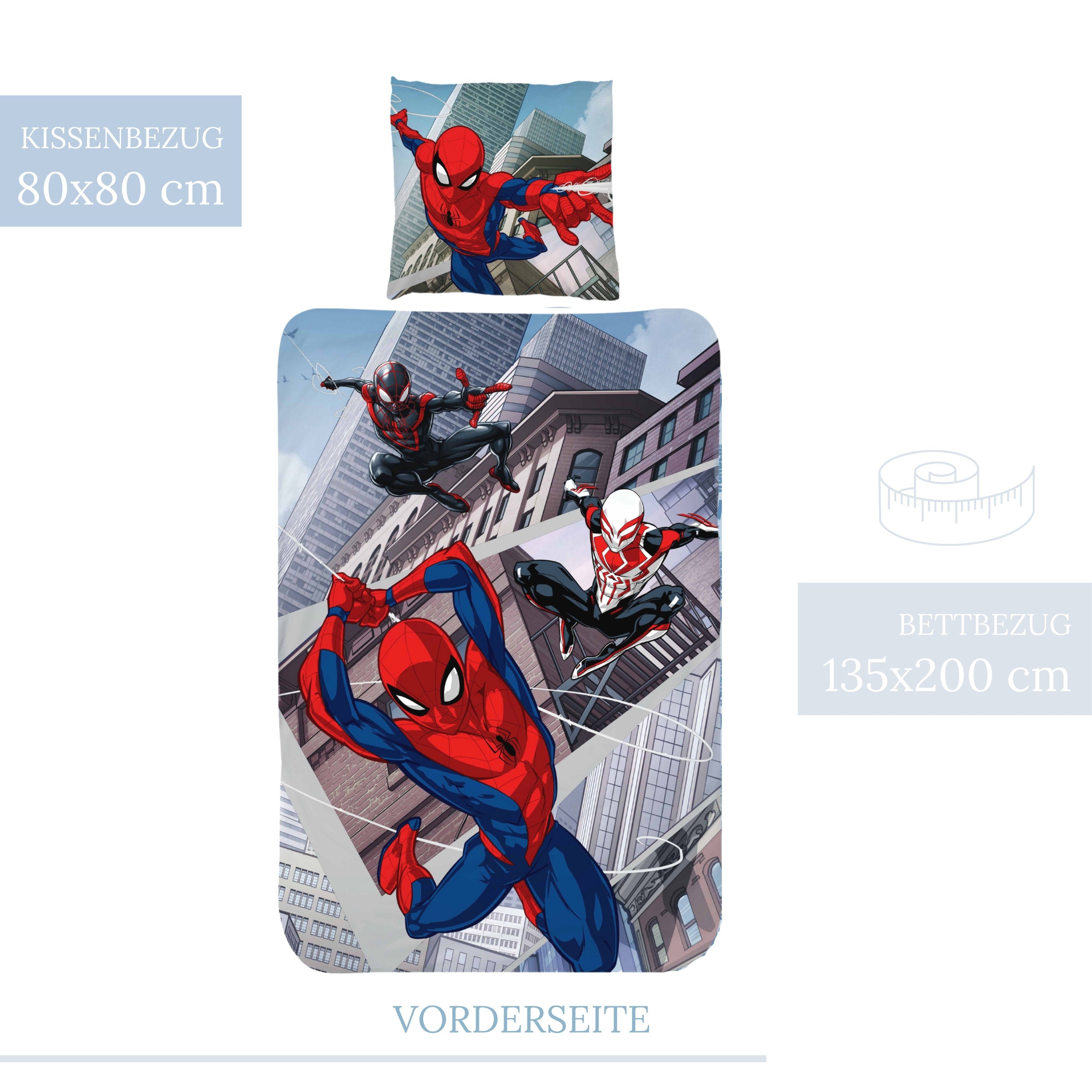 MTOnlinehandel Bettwäsche Spiderman Marvel 135x200 + 80x80 cm, 100 % Baumwolle, Renforcé, 2 teilig, Jungen Kinderbettwäsche mit Reißverschluss – Bild 5 von 5