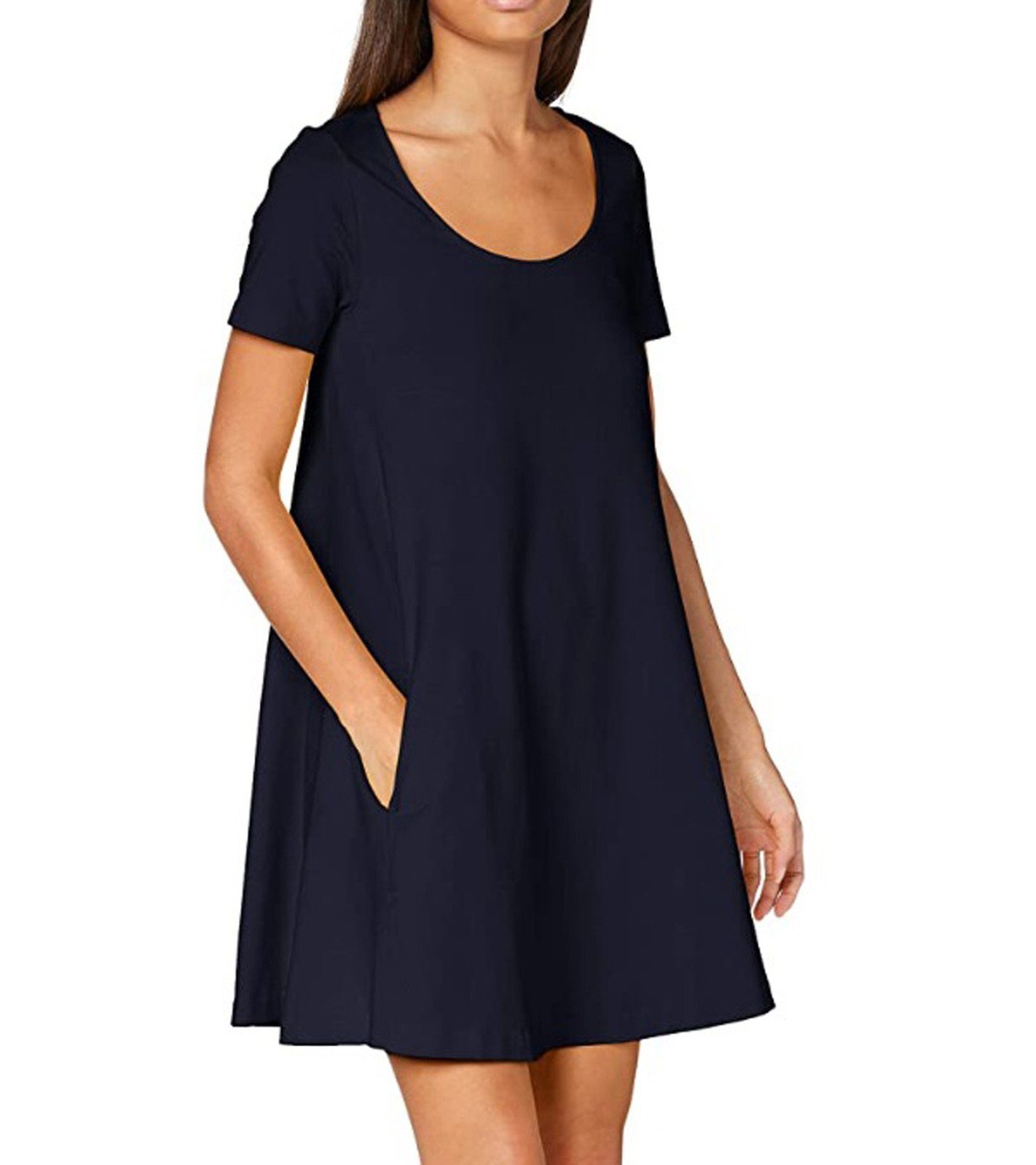 United Colors of Benetton Jerseykleid »UNITED COLORS OF BENETTON  Jersey-Kleid unifarbiges Damen Sommer-Kleid mit ausgestellter Passform  Rundhals-Kleid Blau« online kaufen | OTTO