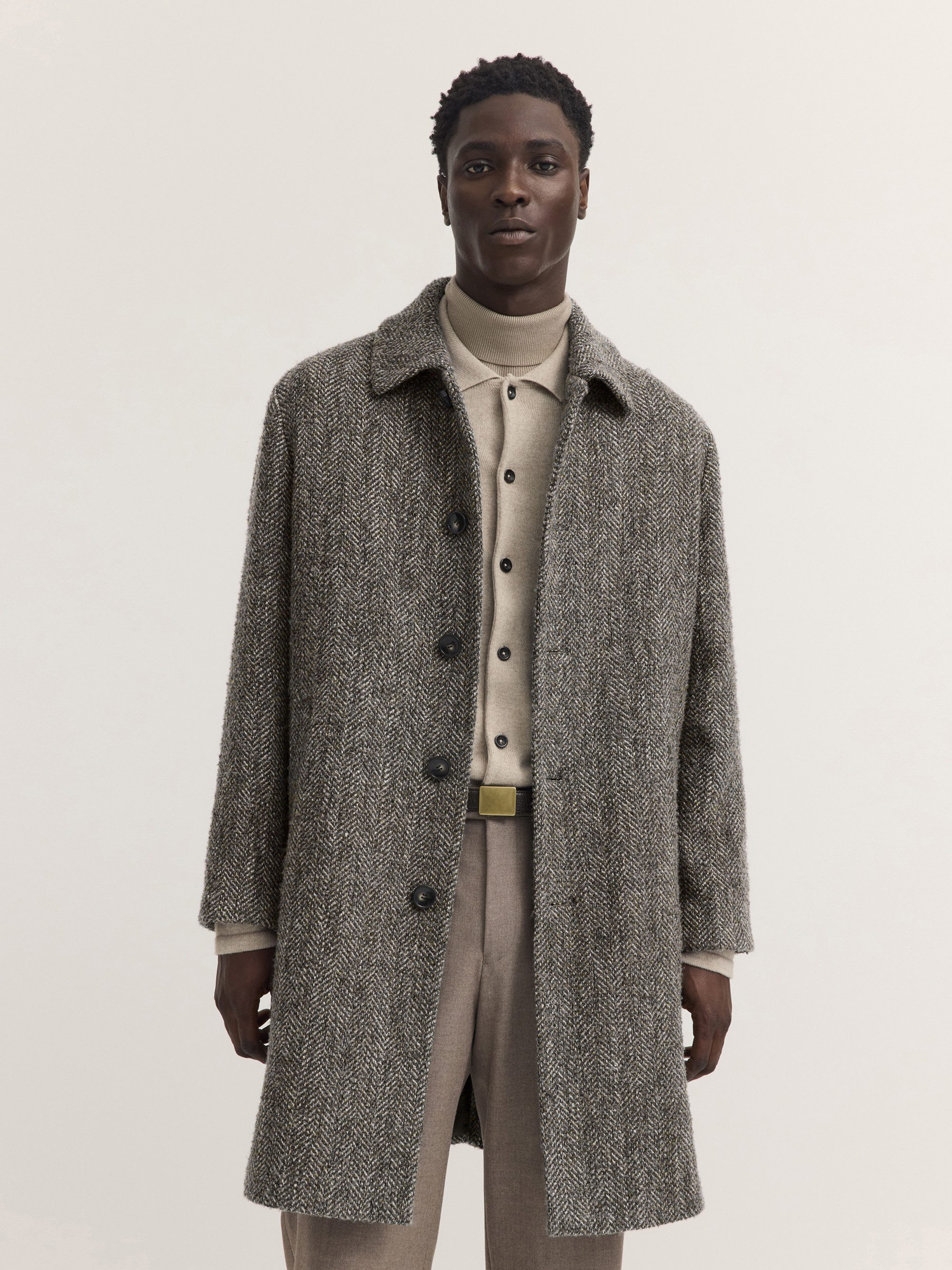 bugatti Kurzmantel Modern Fit Modern Fit Wollmix Fischgrät Umlegekragen