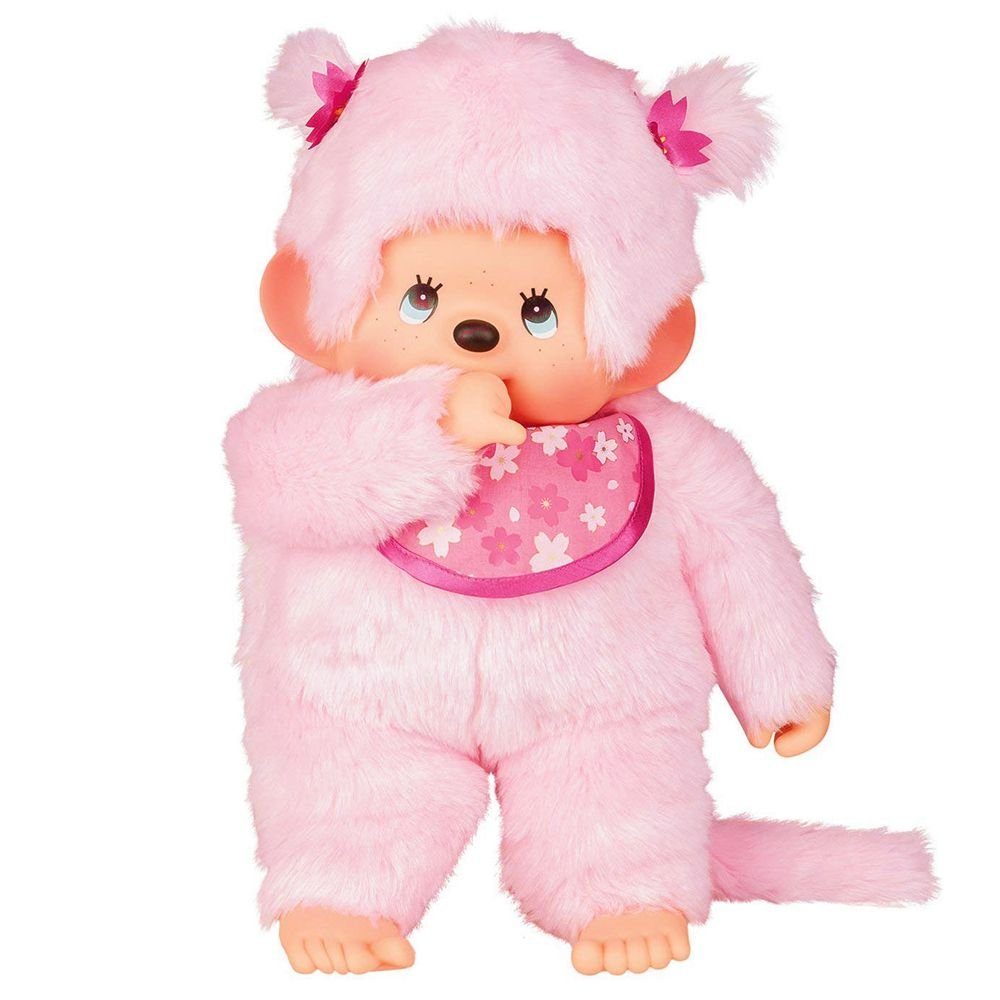 Monchhichi Plüschfigur Kirschblüten-Mädchen 45 cm Monchhichi Puppe Pink rosa Fell