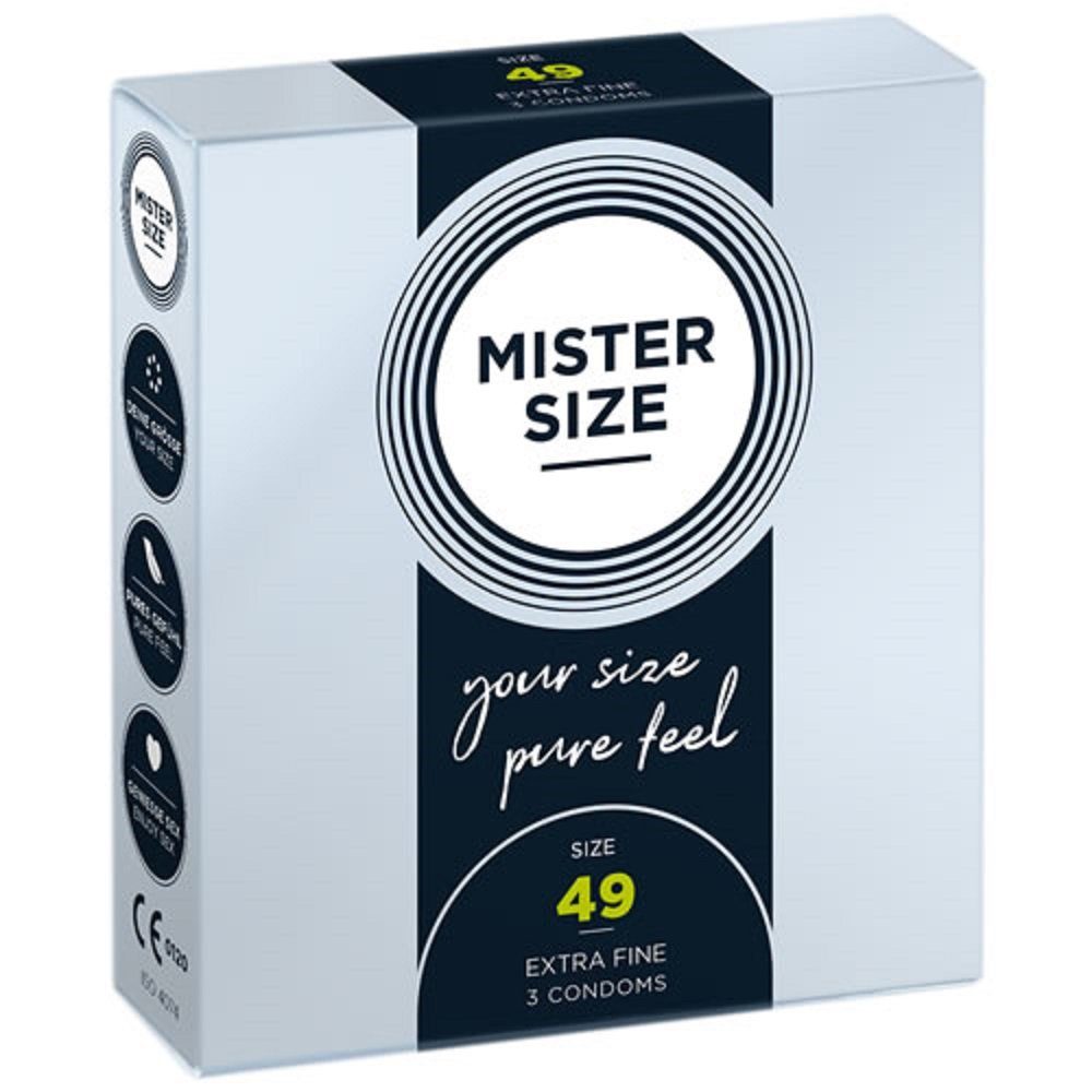 MISTER SIZE Kondome Mister Size «49» Maßkondome - elegant & feinfühlig Packung mit, 3 St., Kondome in Größe S, vegan, extra dünn & extra fein, das passende Kondom in Ihrer Größe