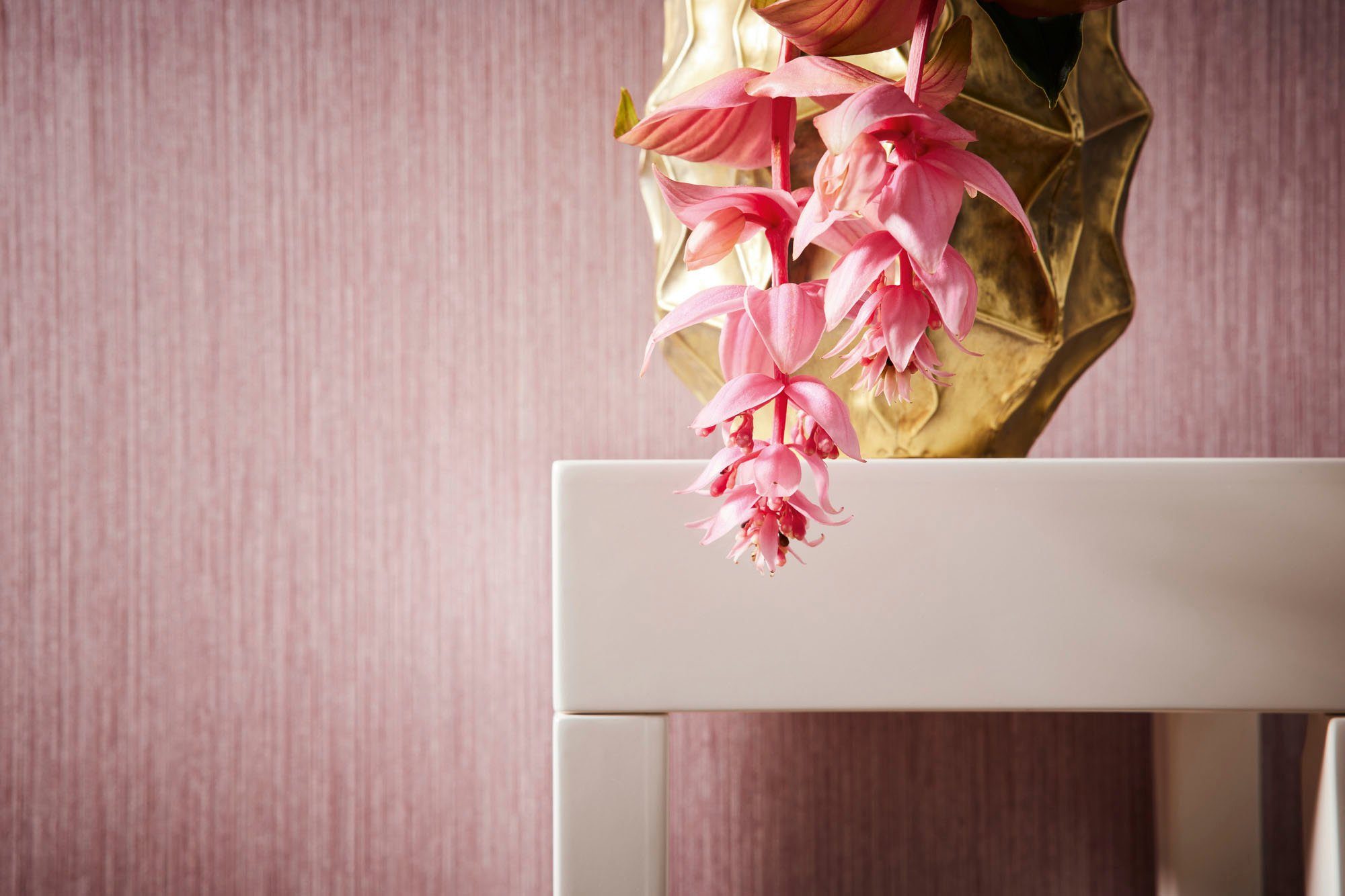Einfarbige Paper Vliestapete Uni Architects rosa VILLA, Glitzermuster, unifarben, Tapete glänzend, glatt,
