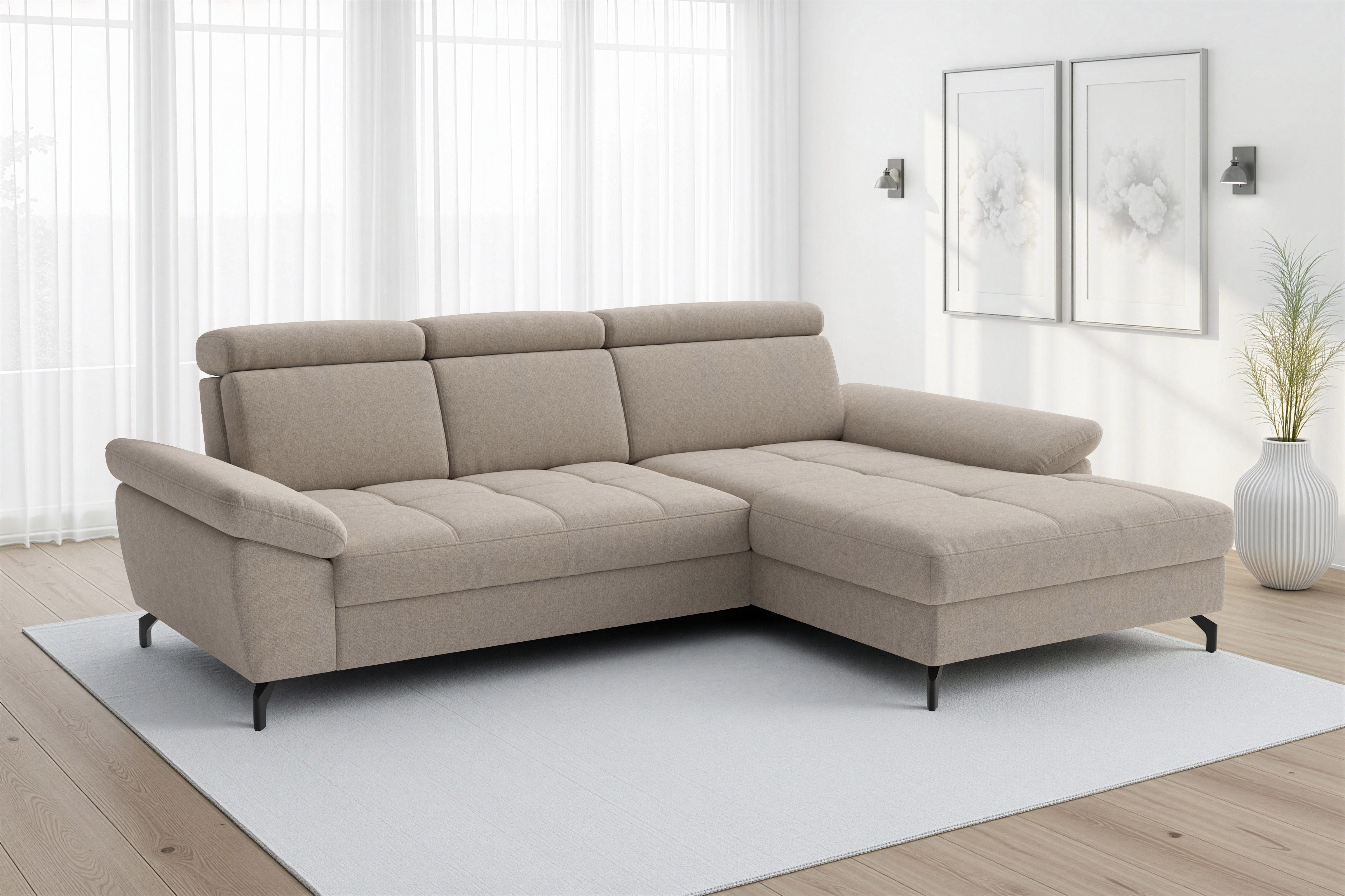 sit&more Ecksofa Vanity L-Form, B: 264 cm, mit Sitz-, Kopf- und Armteilverstellung, Couch optional mit Schlaffunktion & Bettkasten