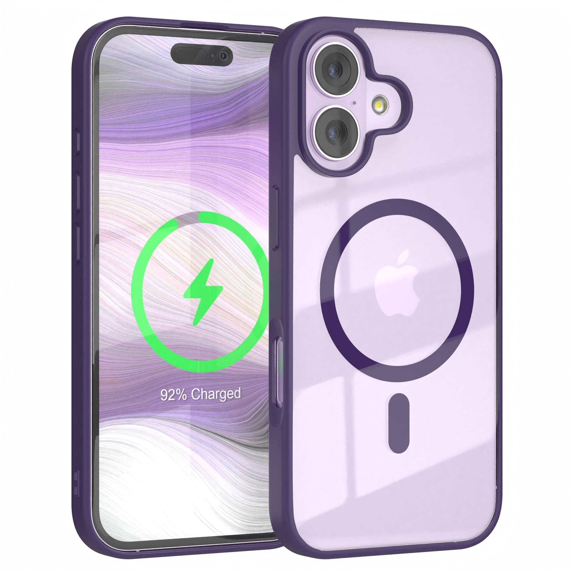 EAZY CASE Handyhülle Transparente Hülle mit MagSafe für iPhone 17 6,3 Zoll, Hülle mit Kameraschutz, Smart Case kompatibel mit Magsafe, Violett