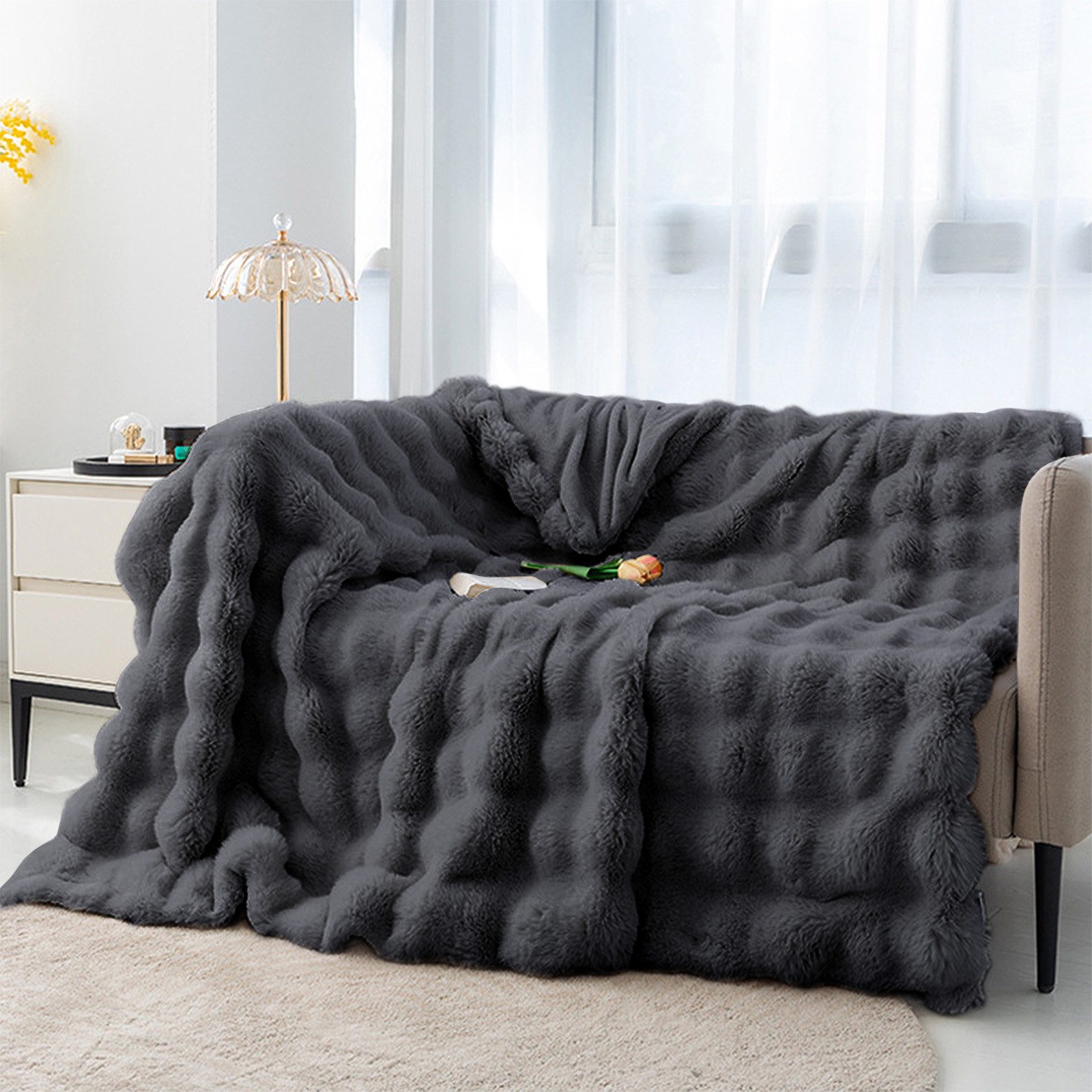 Wohndecke Bubble Decke Kuscheldecke Flauschig Warme Sofadecke Couchdecke, C günstig online kaufen