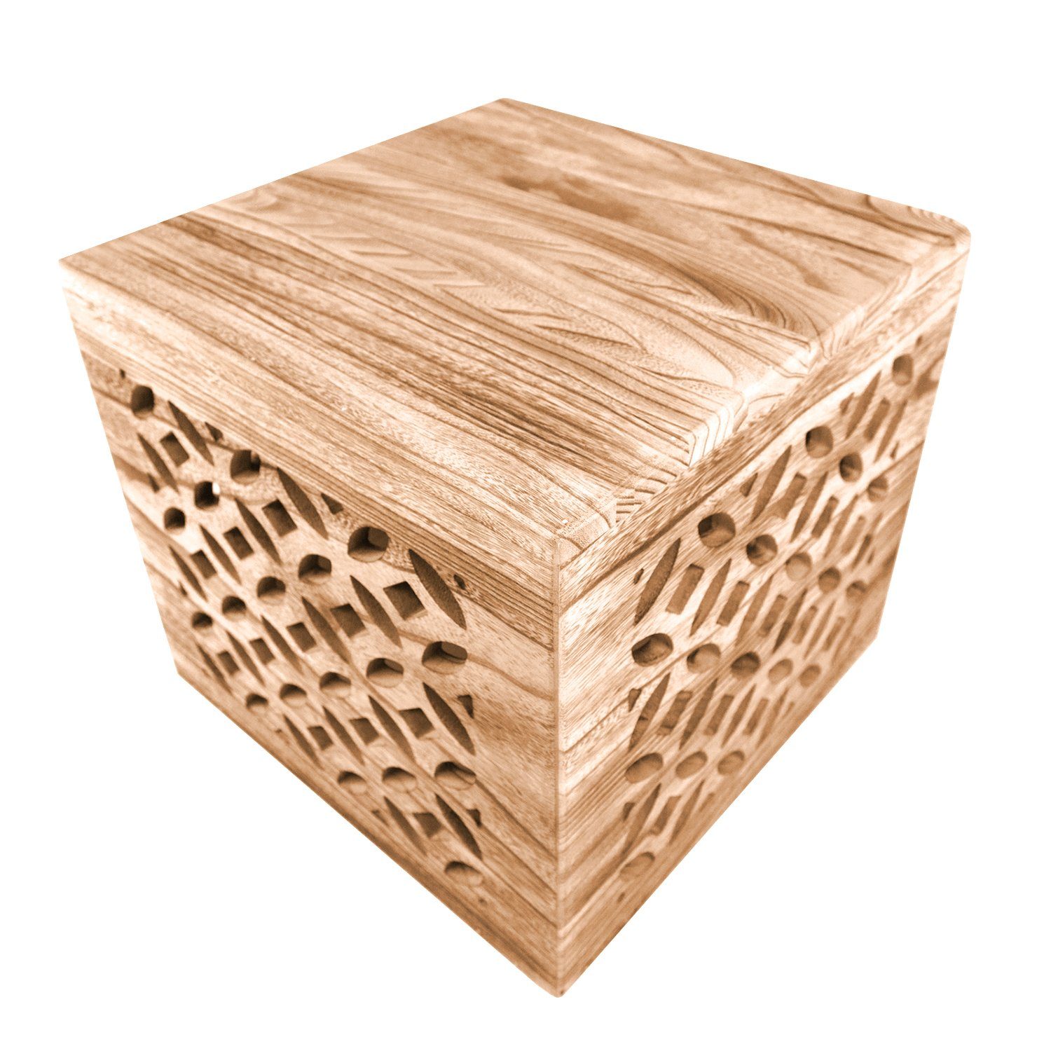 Homestyle4u Beistelltisch Hocker Holz Würfel (kein braun Couchtisch Nachttisch Set) natur