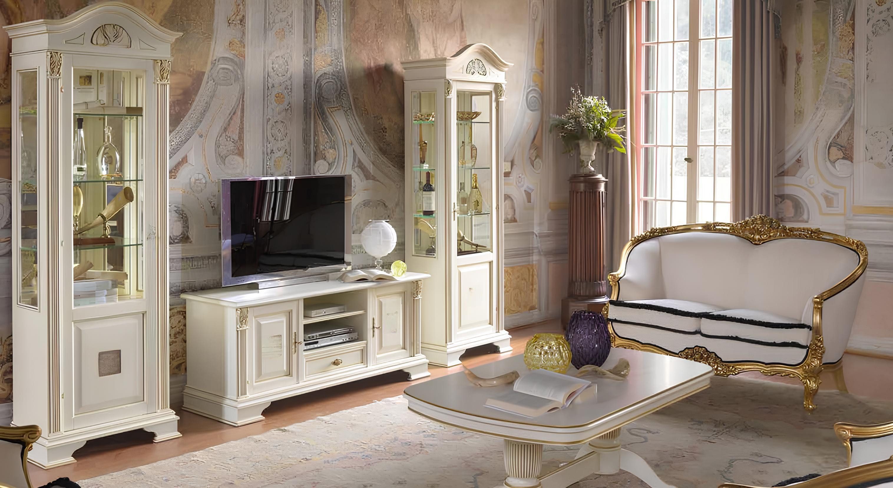 JVmoebel TV-Board rtv Schrank Kommode Wohnzimmer Kommoden Holz Low Board Regal Weiß Weiß, Made in Europa