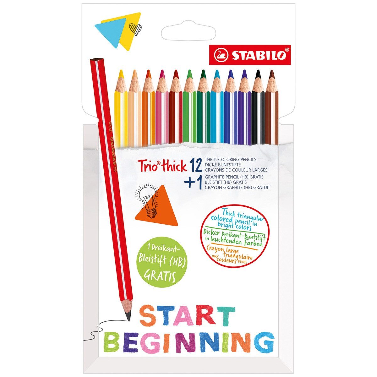 STABILO Buntstift STABILO Buntstifte Promo Trio dick dreikant mit Bleistift 12 + 1 Stück