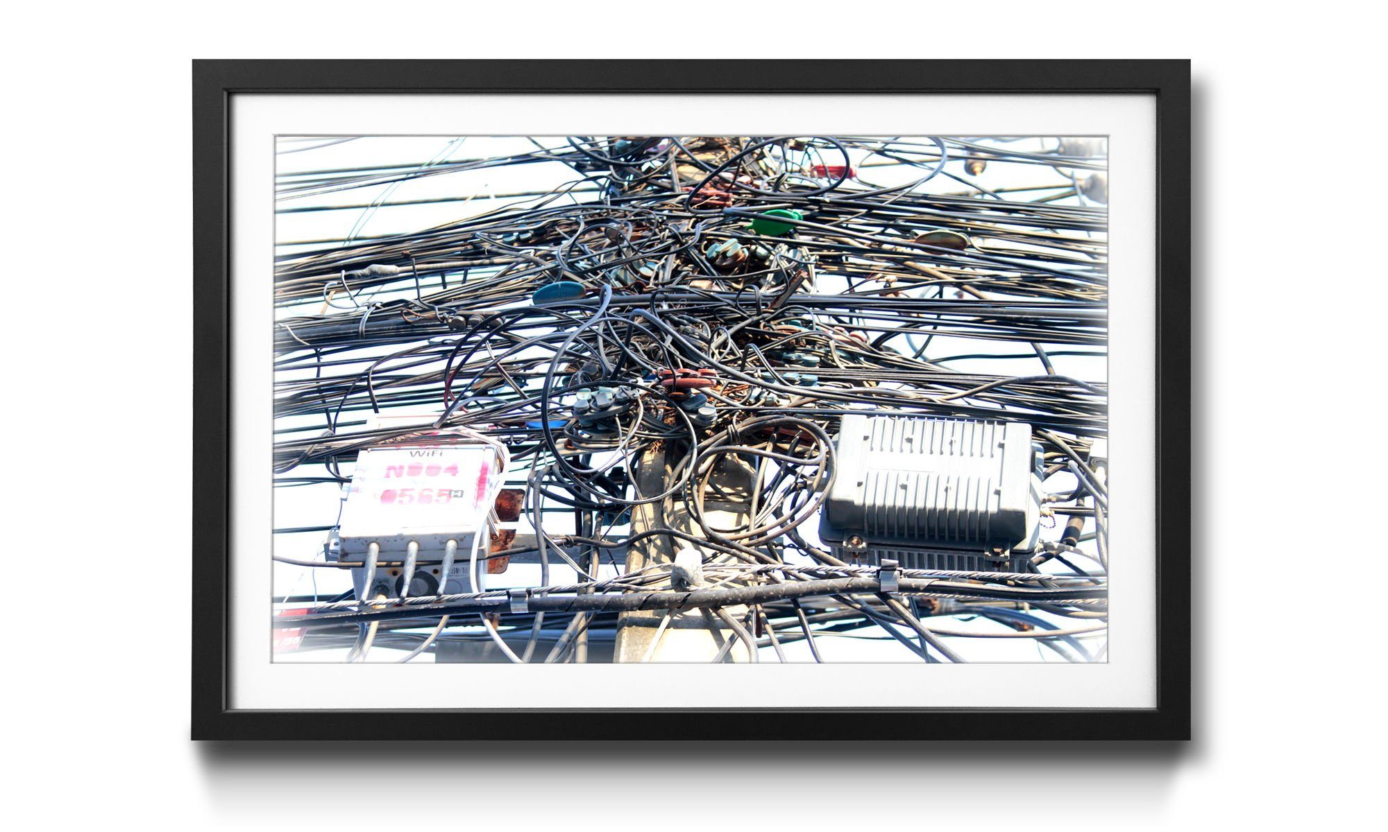 WandbilderXXL Bild mit Rahmen Cable Chaos, Kaos, Wandbild, in 4 Größen erhältlich