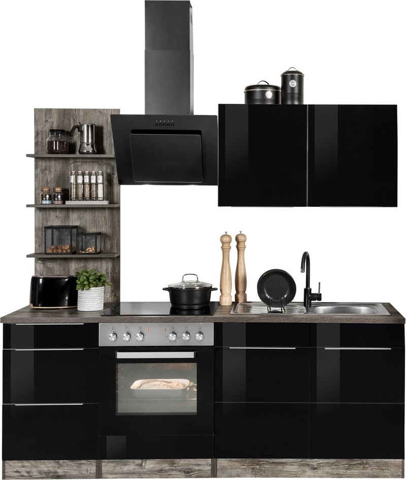 HELD MÖBEL Küchenzeile Brindisi, mit E-Geräten, Breite 210 cm