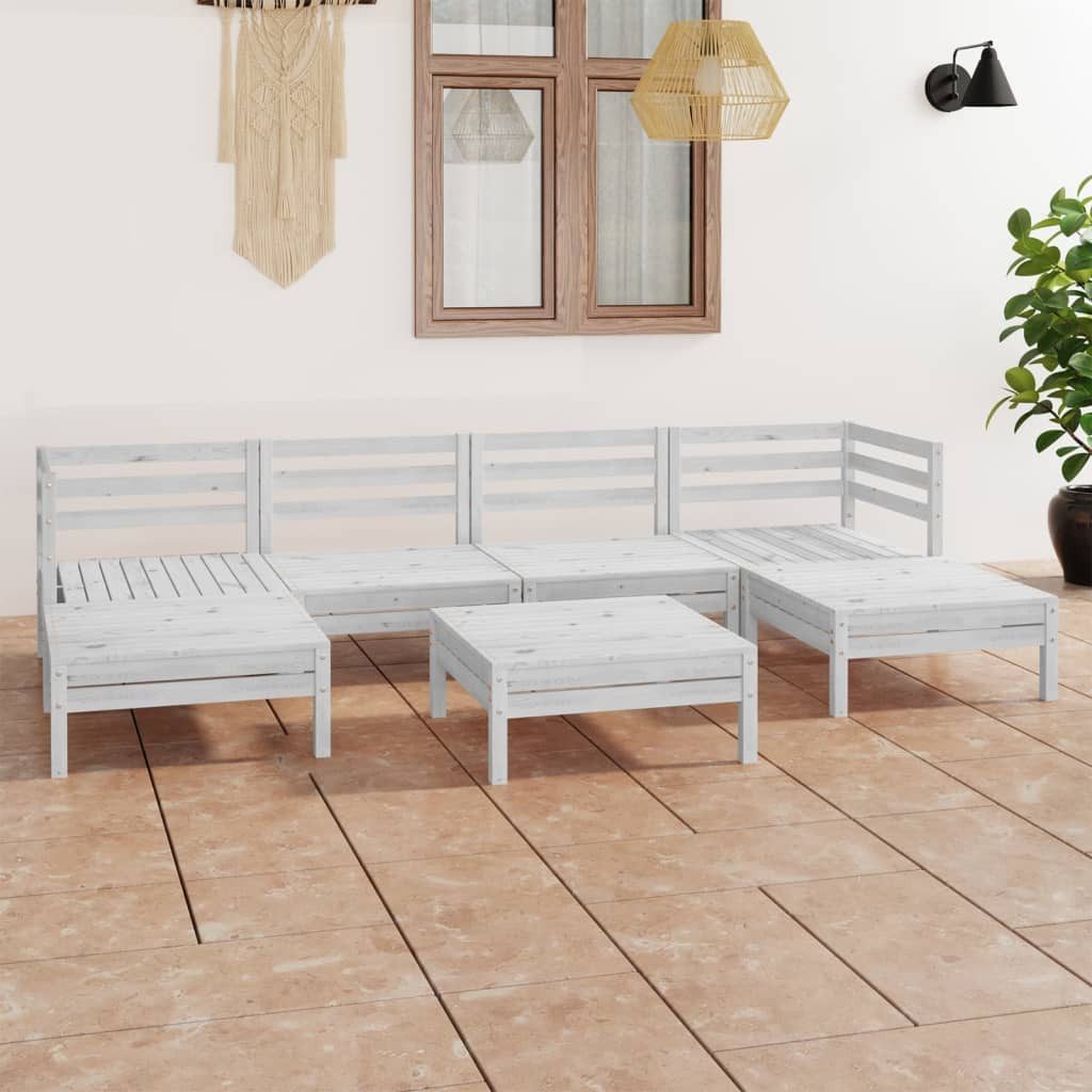 furnicato Garten-Essgruppe Gartenmöbel-Set aus Massivholz, 63,5 x 63,5 x 62,5 cm, Weiß, (1-tlg), Witterungsbeständige Sitzgruppe mit modularer Bauweise aus Kiefer