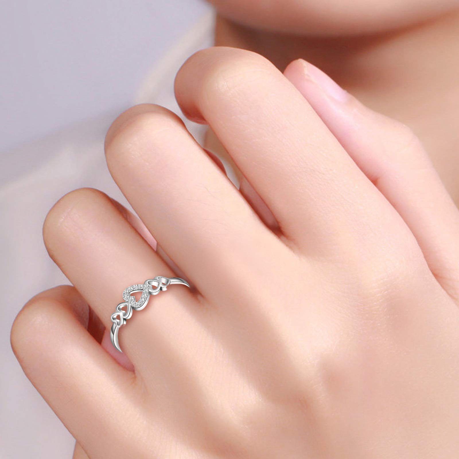 POCHUMIDUU Fingerring Frauen Silber Ring, S925 Trend aus Sterling Silberschmuck Damen für Sterlingsilber Herzform 925er Mode