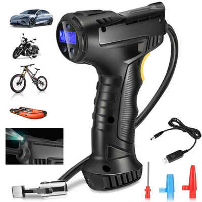 LETGOSPT Luftpumpe Elektrische Luftpumpe, Luftpumpe Elektrisch, 150PSI Akku Luftpumpe (Fahrradpumpe Elektrisch mit LCD Bildschirm & LED Licht), für Auto, Fahrrad, Motorrad, Basketball, Football, Schwimmring